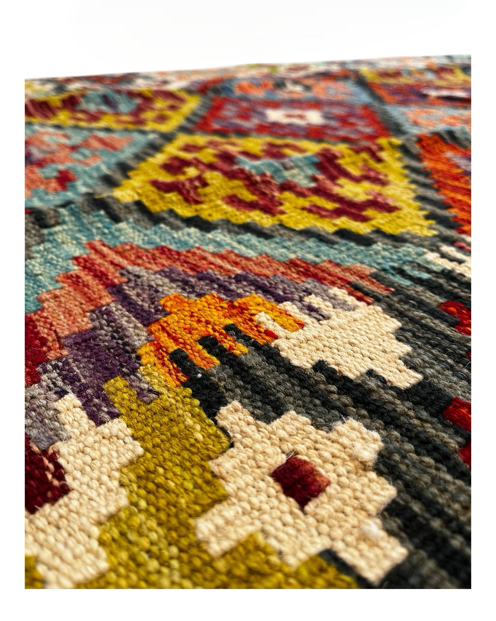 203cm x 102cm Colourful Maymana Kilim Runner