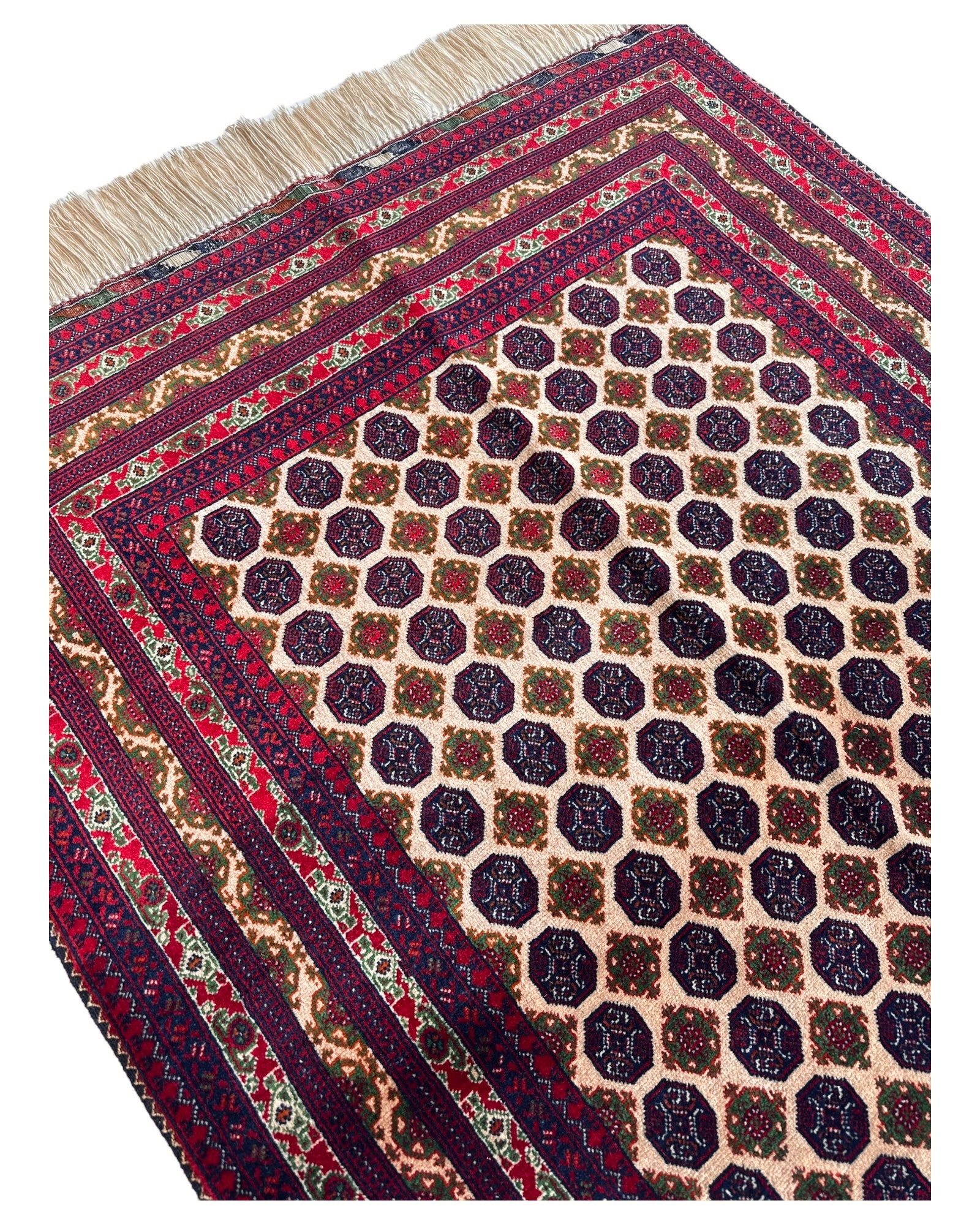 1 x 1.5m Khuwaja Roshnai (Cream/Red)