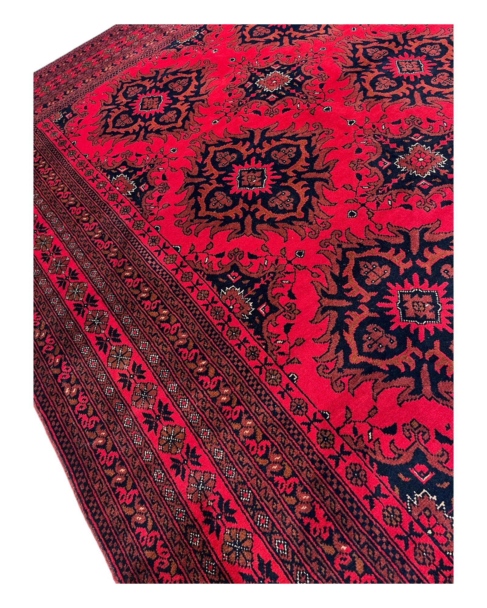300cm x 200cm Red & Black Afghan Rug