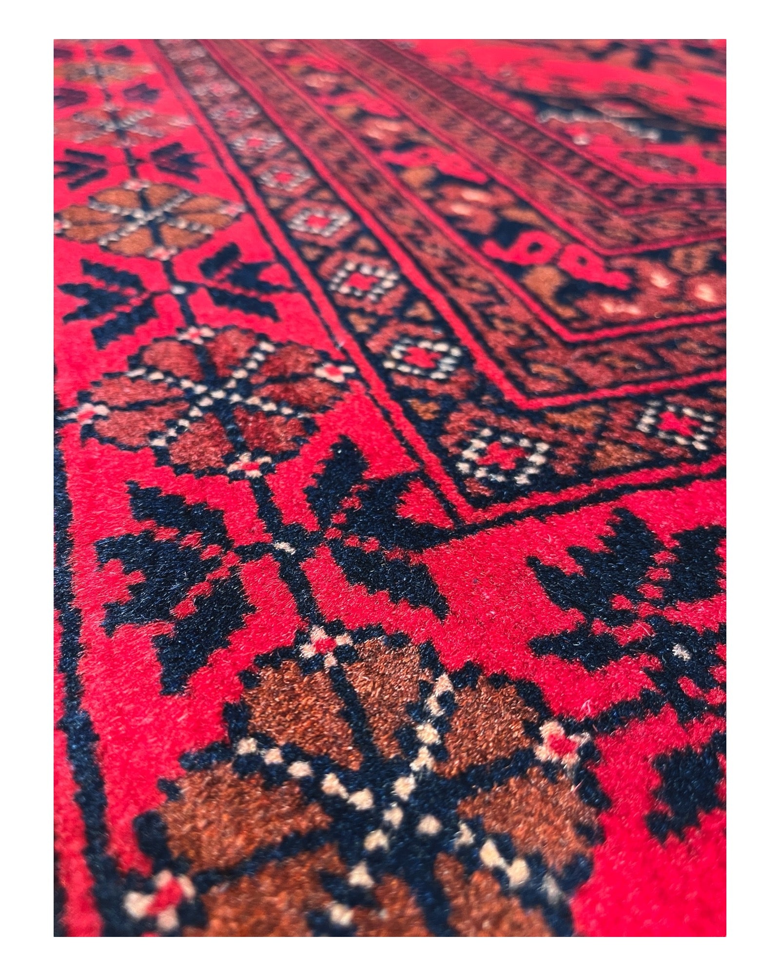300cm x 200cm Red & Black Afghan Rug