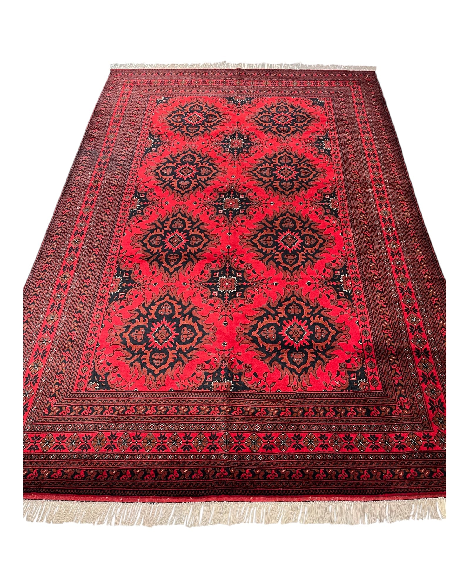 300cm x 200cm Red & Black Afghan Rug