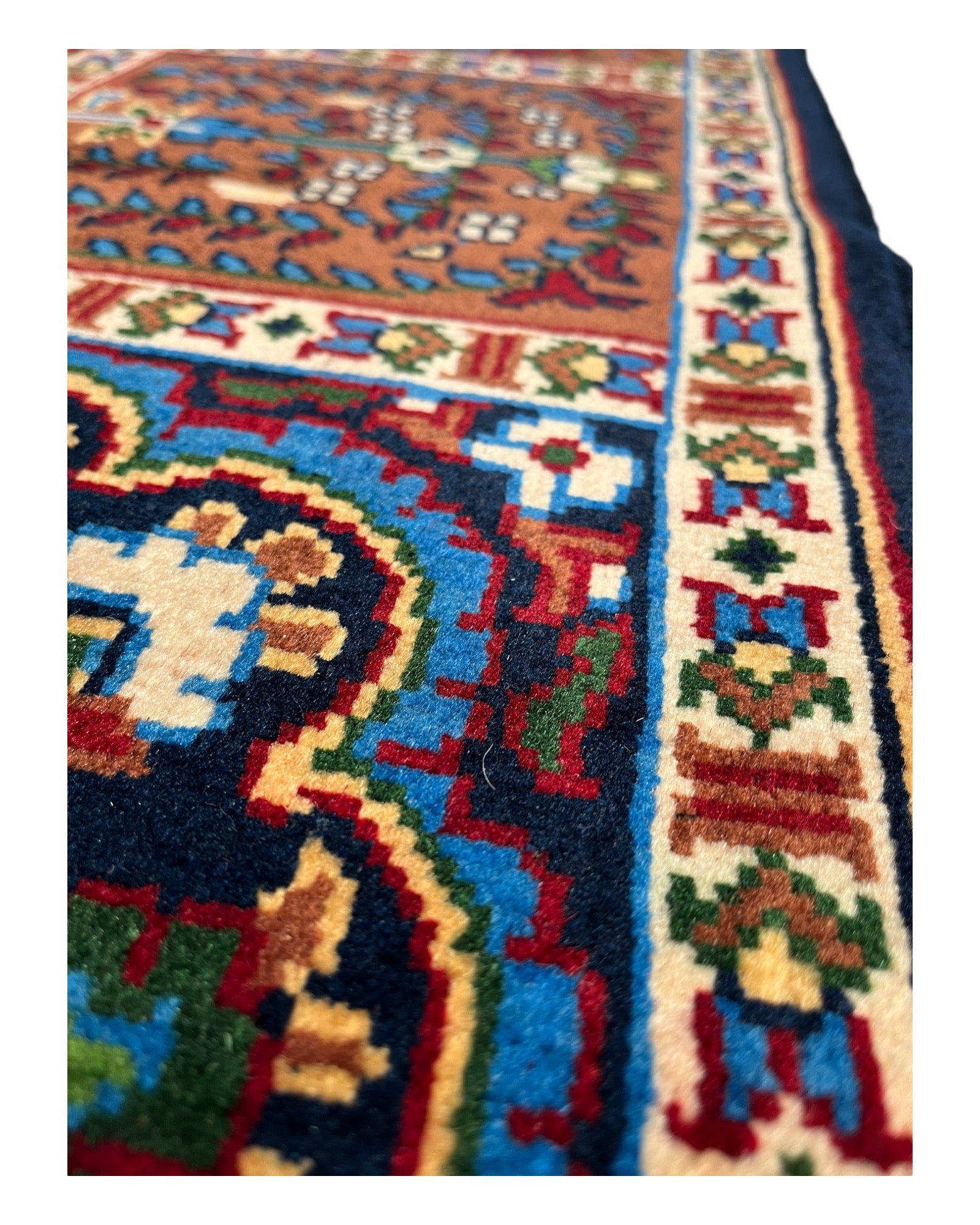 300cm x 205cm Traditional Blue & Gold Afghan Rug