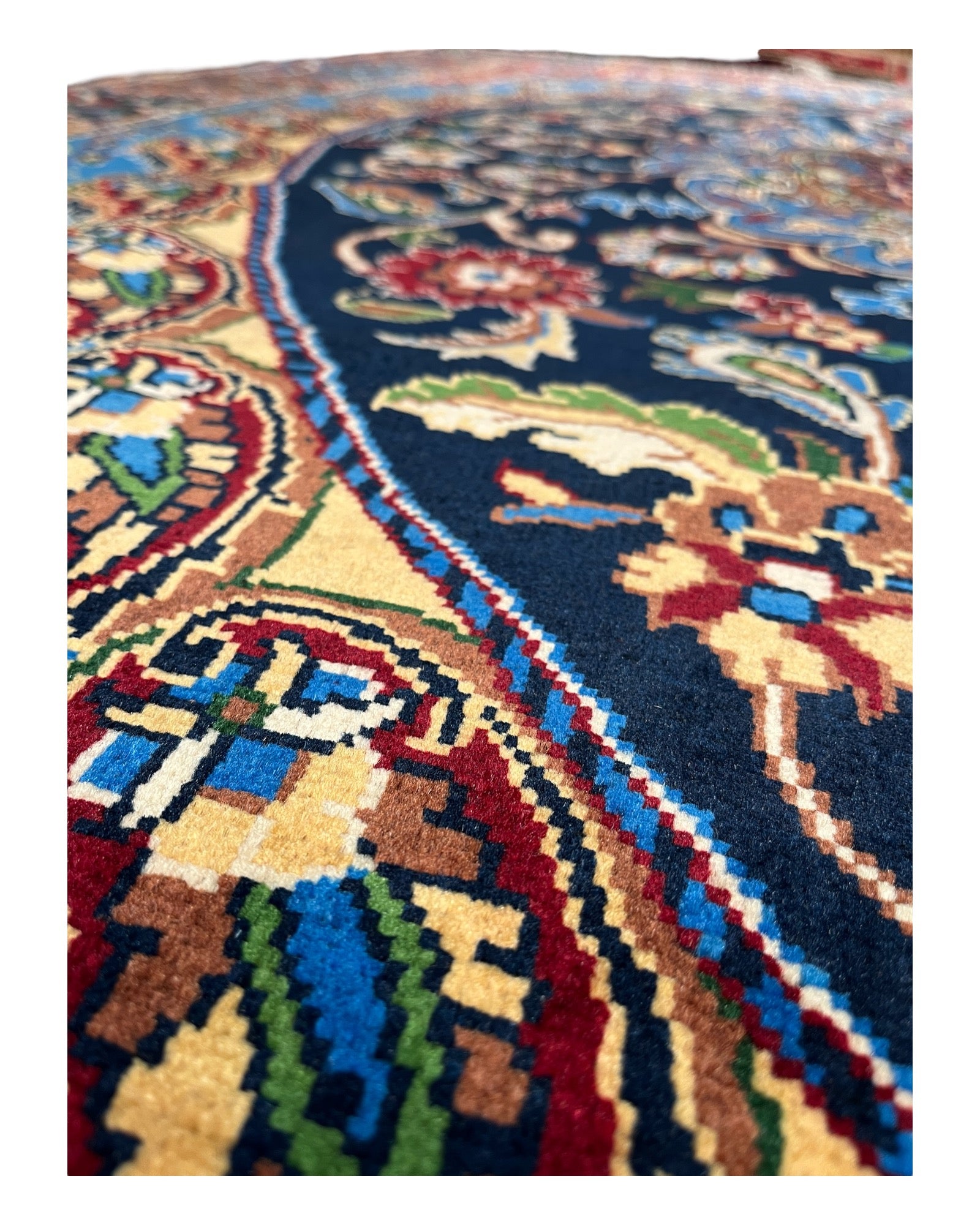 300cm x 205cm Traditional Blue & Gold Afghan Rug