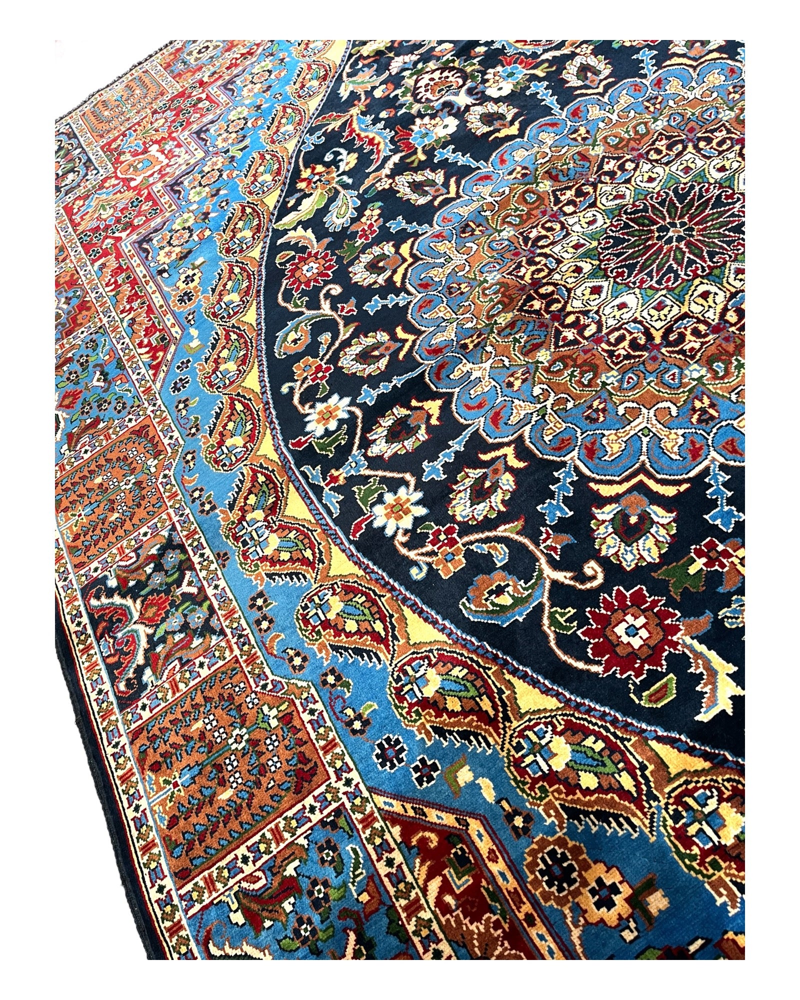 300cm x 205cm Traditional Blue & Gold Afghan Rug