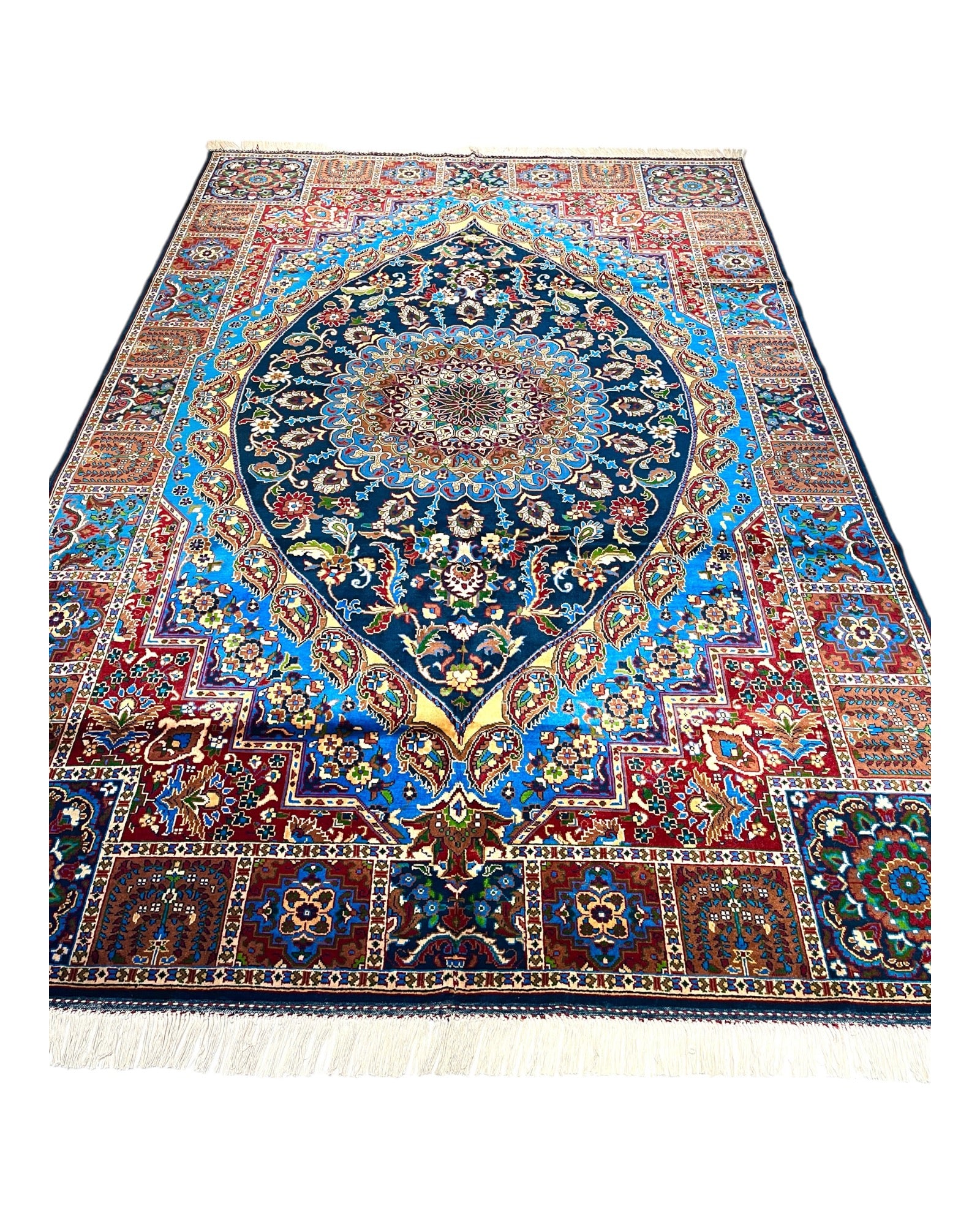 300cm x 205cm Traditional Blue & Gold Afghan Rug