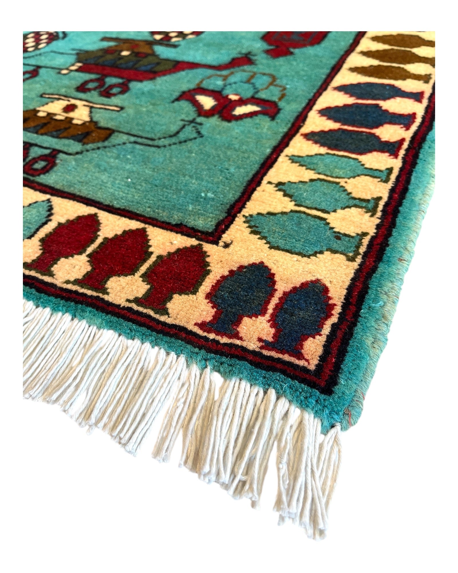125cm x 82cm Turquoise & Red War Rug