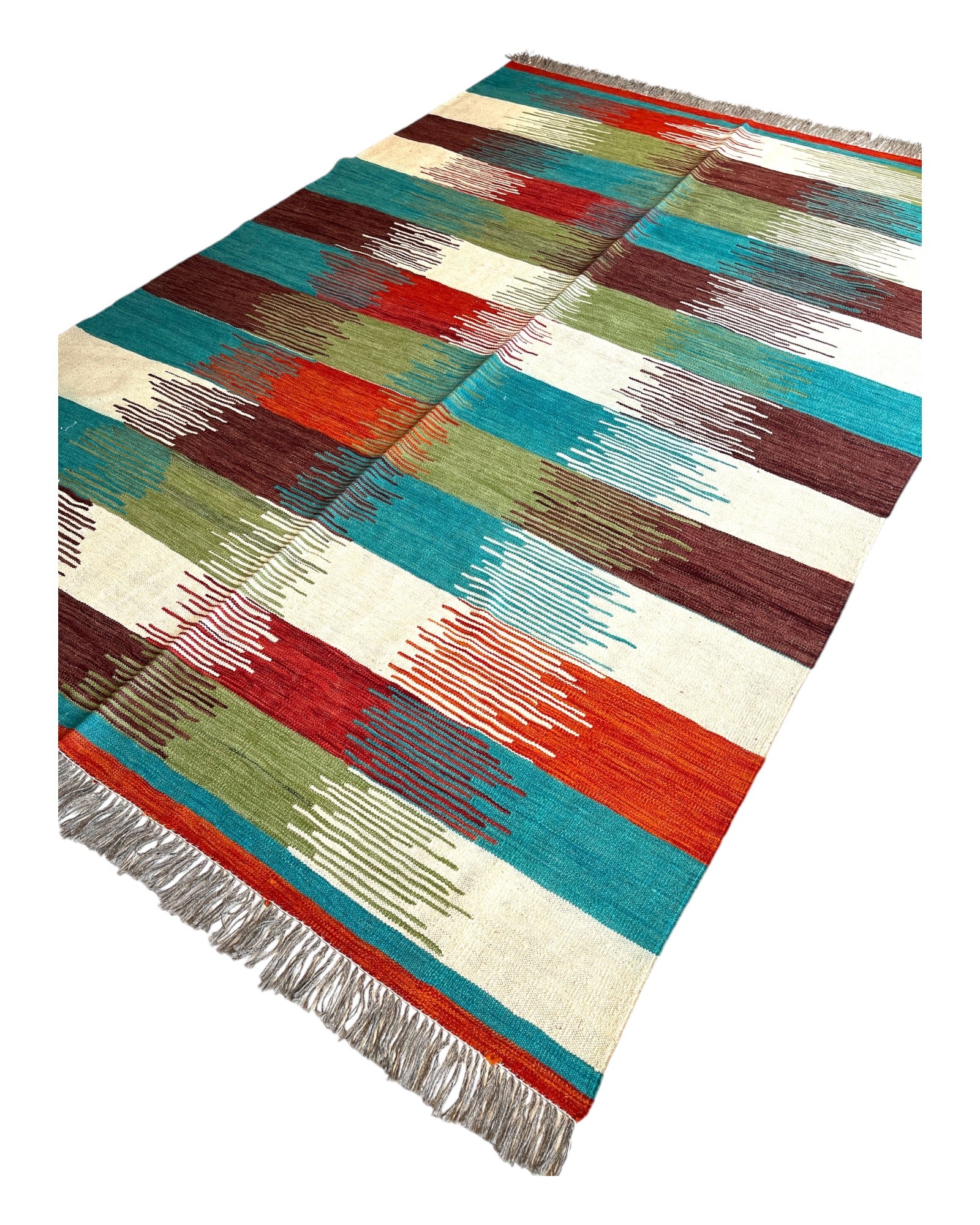 294cm x 196cm Teal & Cream Kilim