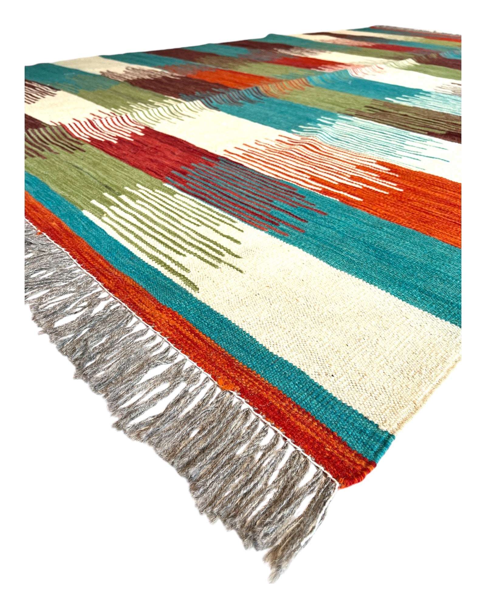 294cm x 196cm Teal & Cream Kilim
