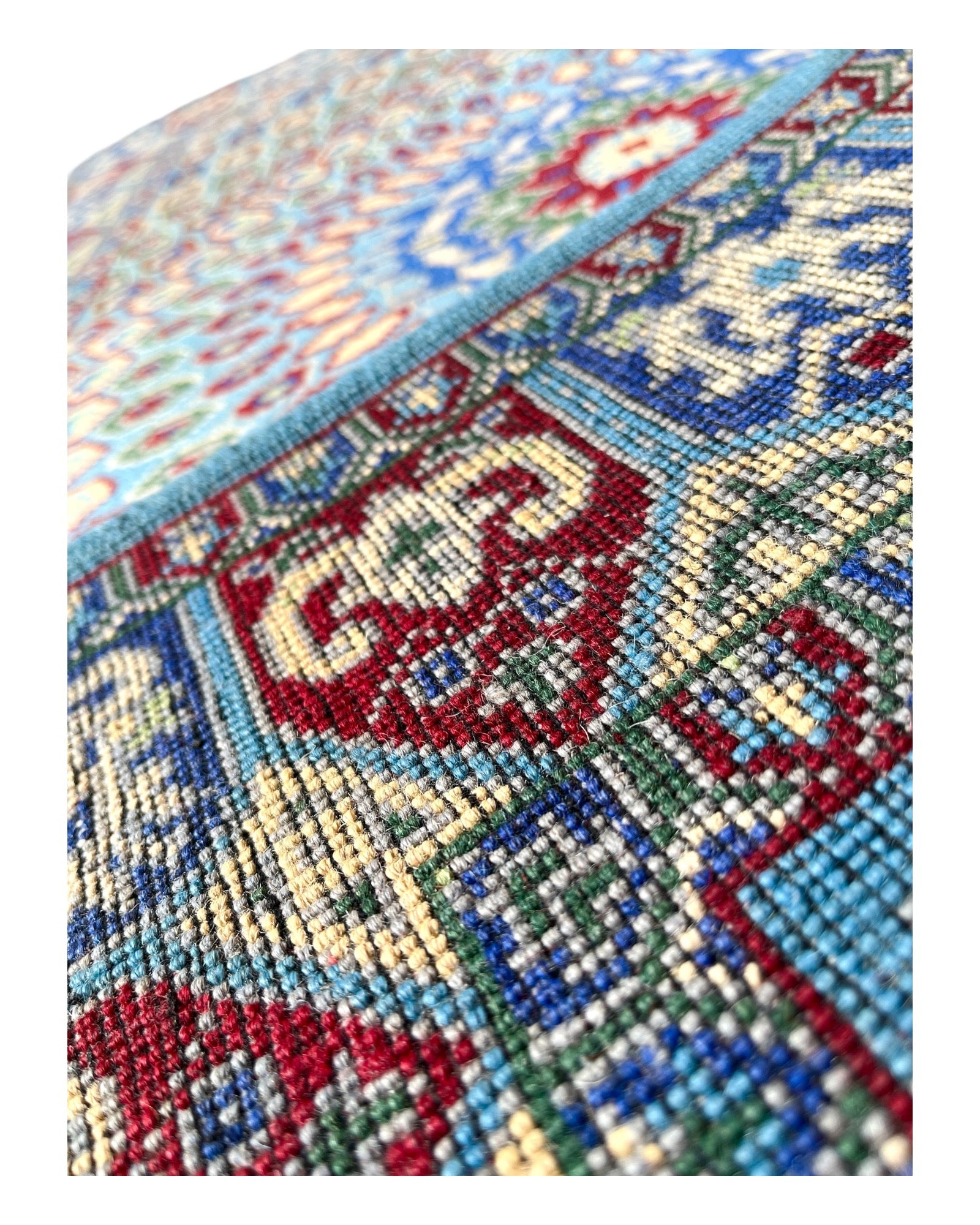 120cm x 80cm Blue & Cream Peacock Rug