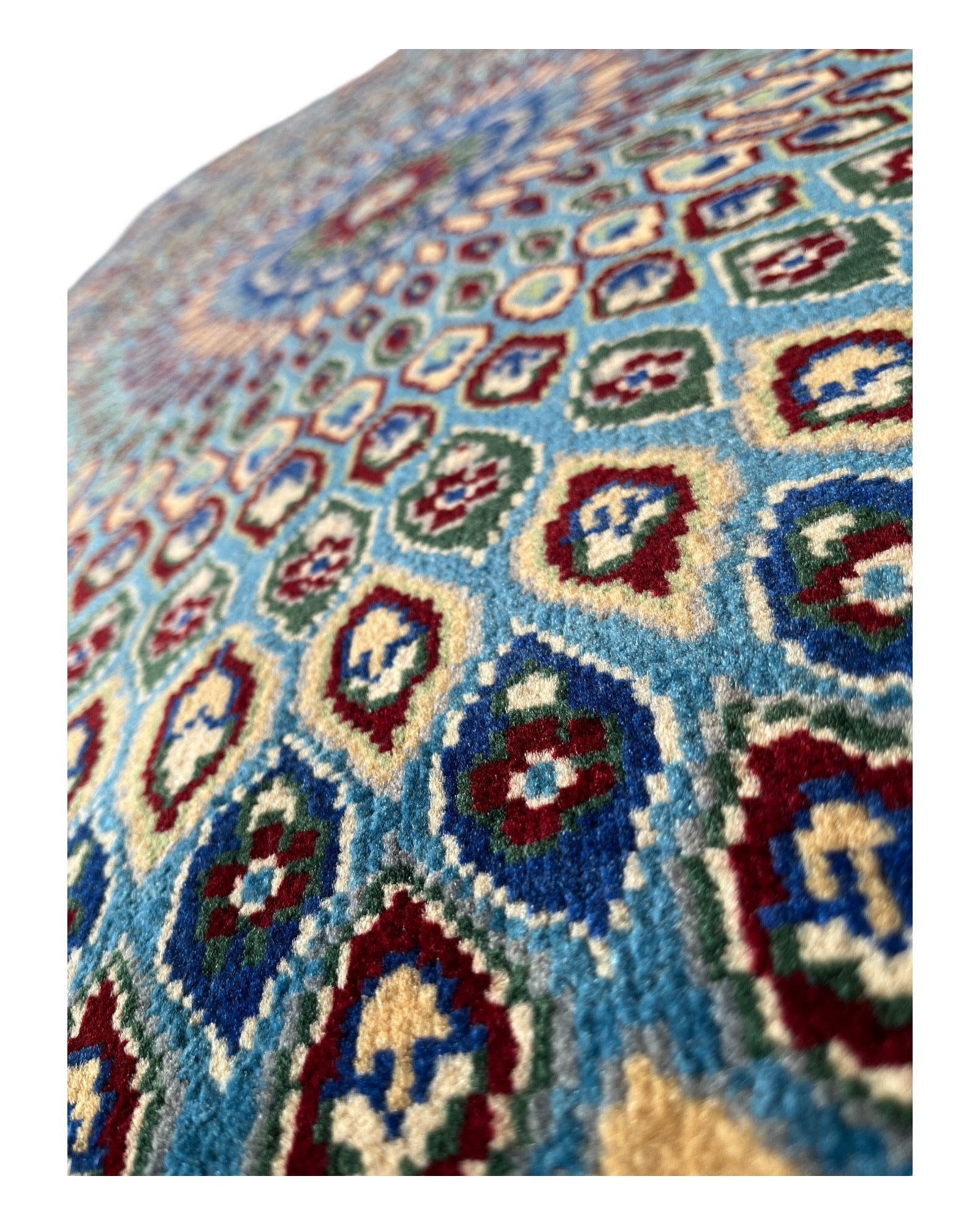 120cm x 80cm Blue & Cream Peacock Rug