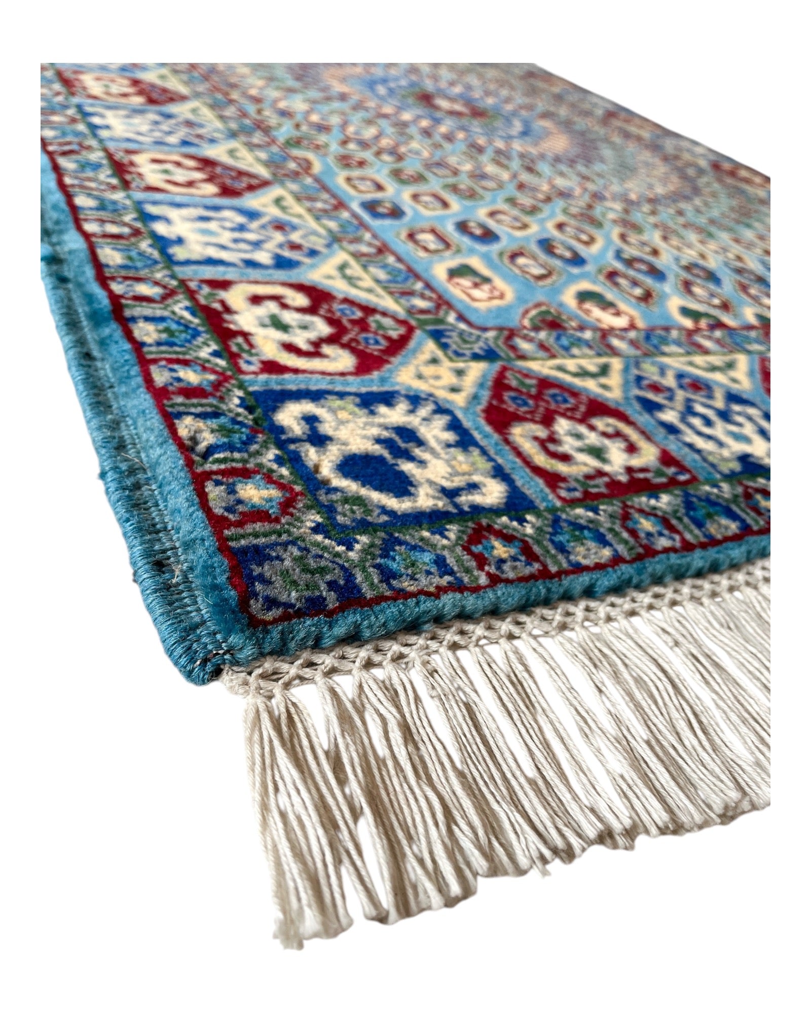 120cm x 80cm Blue & Cream Peacock Rug