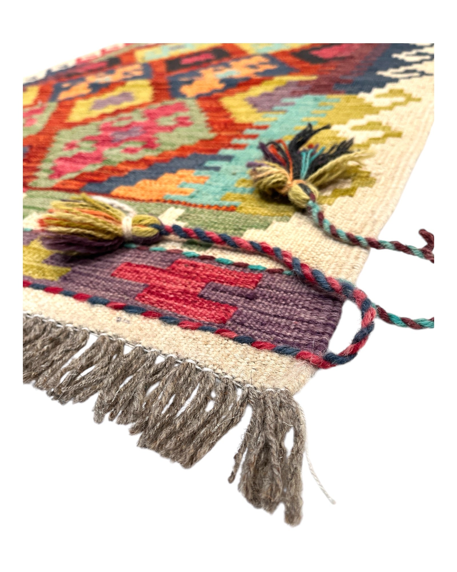 390cm x 80cm Colourful Diamond Kilim Runner