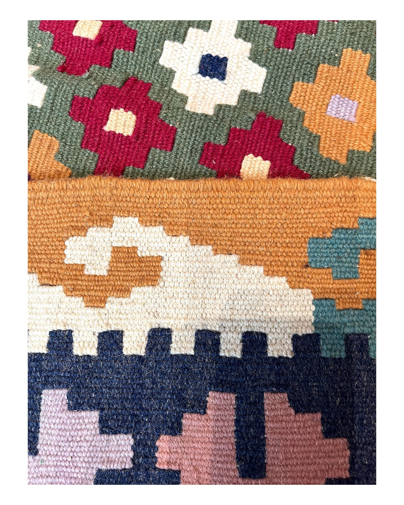 198cm x 150cm Blue & Green Diamond Maymana Kilim