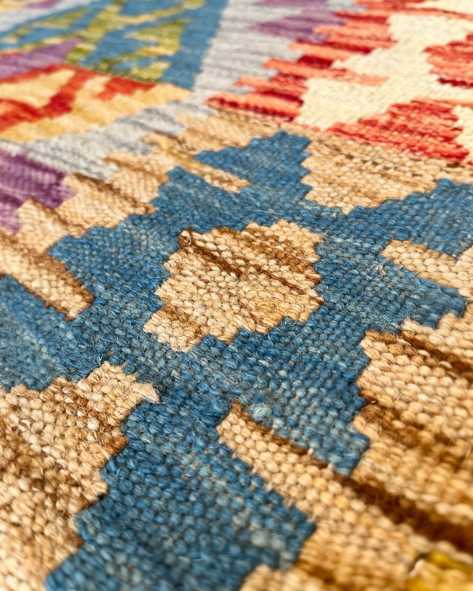 204cm x 79cm Orange, Pink & Turquoise Maymana Kilim Runner