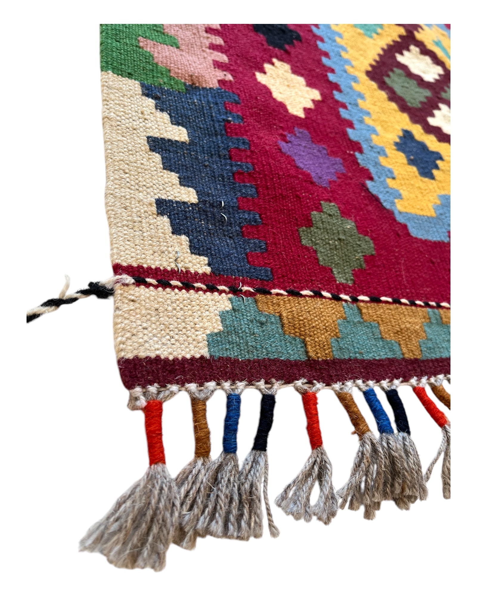 94cm x 58cm Red & Green Maymana Kilim Doormat