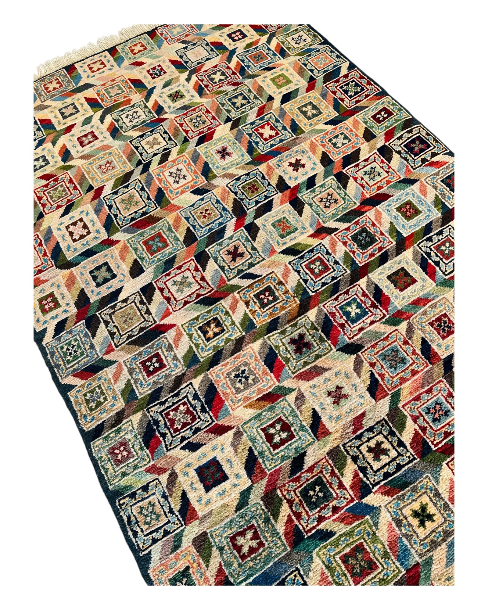 196cm x 75cm Multi-coloured Tiled Gabeh Runner