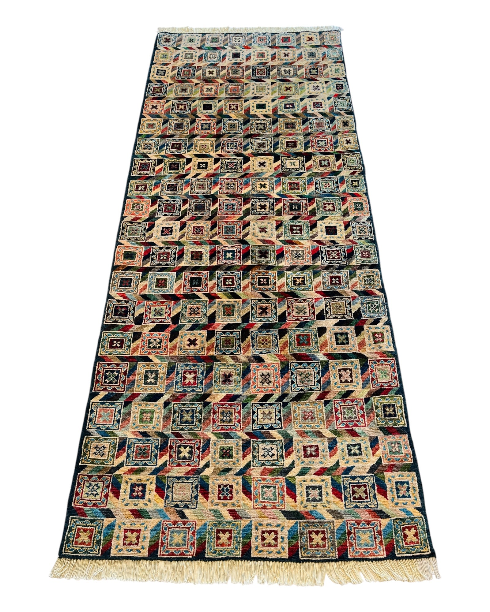 196cm x 75cm Multi-coloured Tiled Gabeh Runner