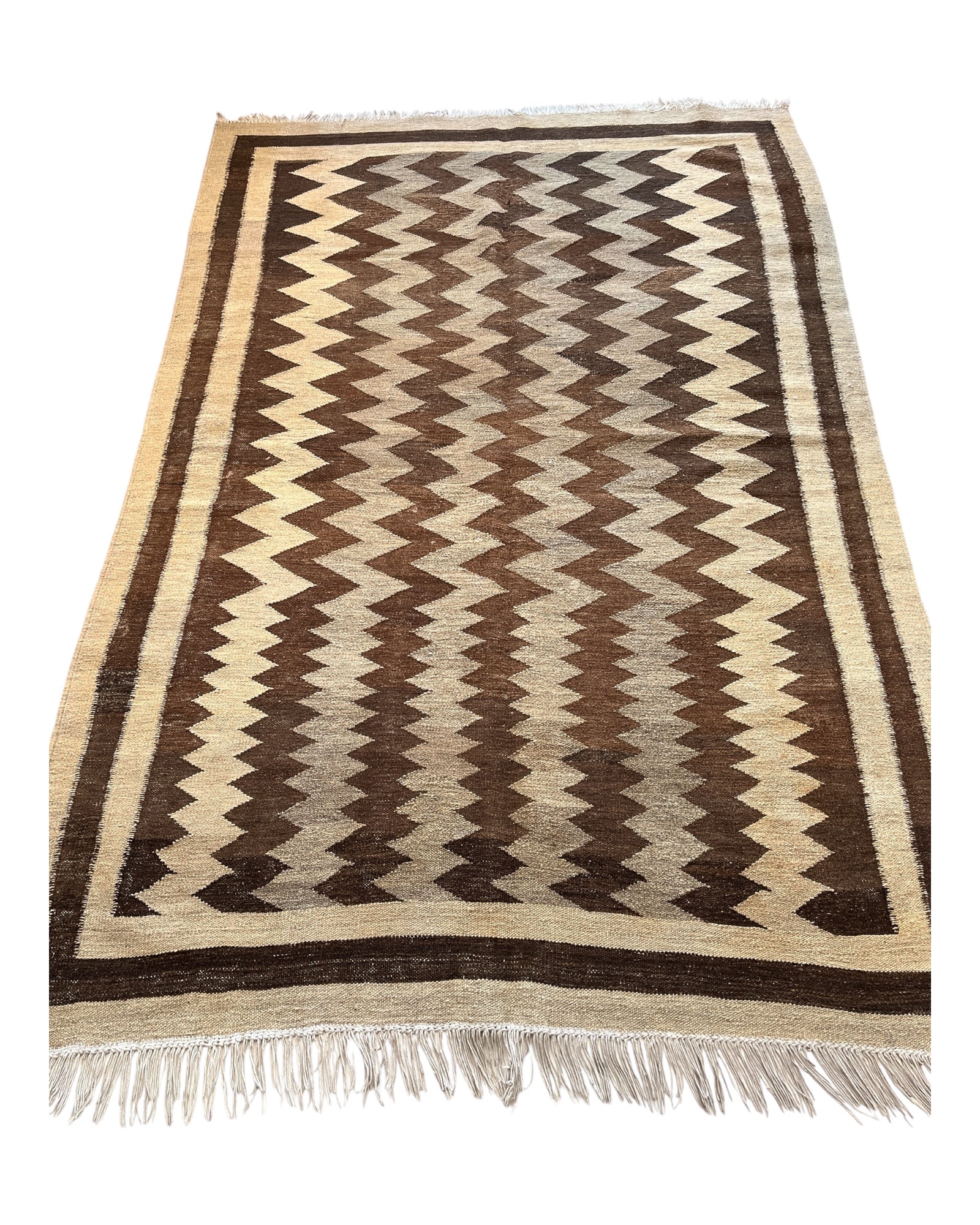 220cm x 150cm Brown & Oatmeal Basic Kilim