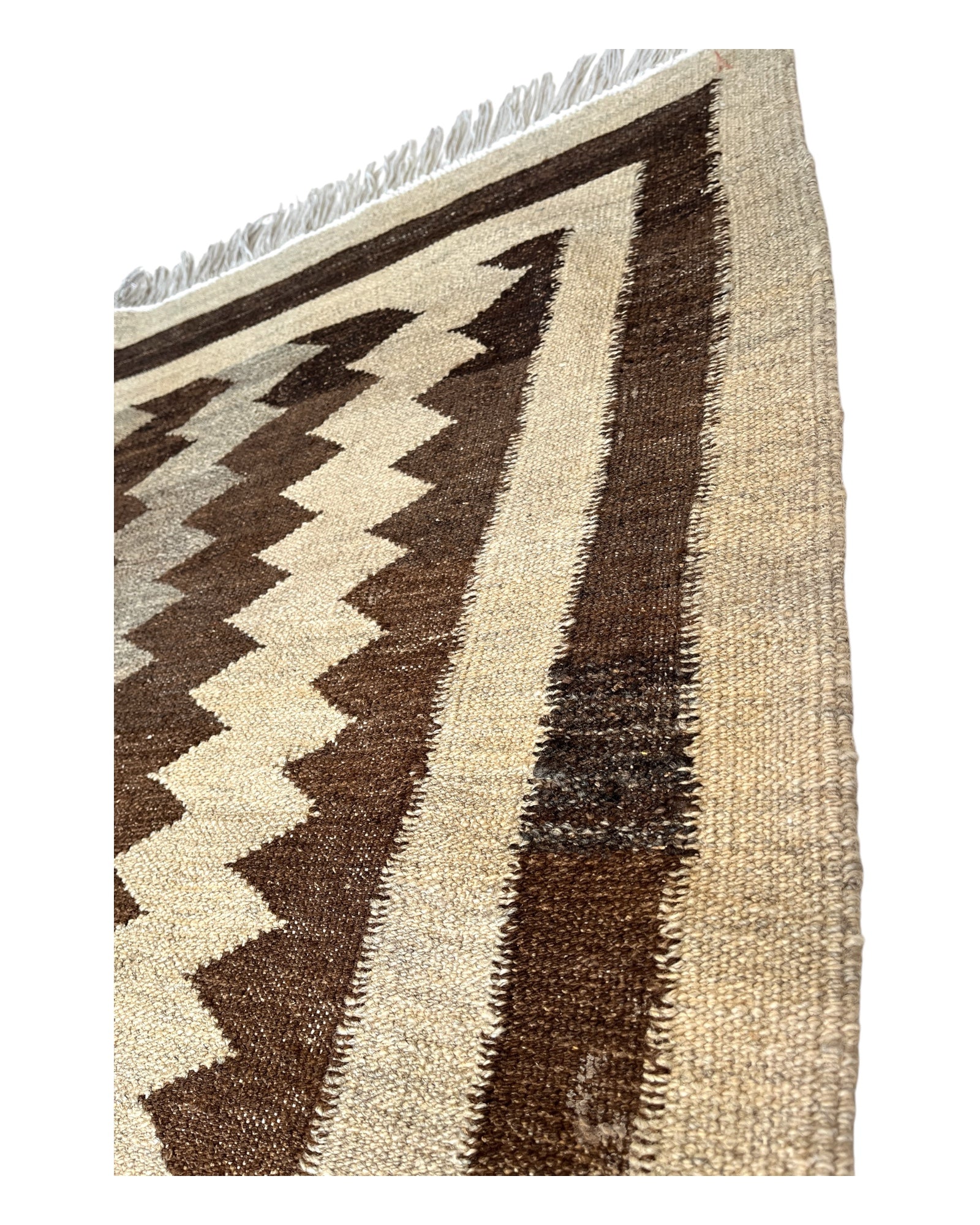 220cm x 150cm Brown & Oatmeal Basic Kilim
