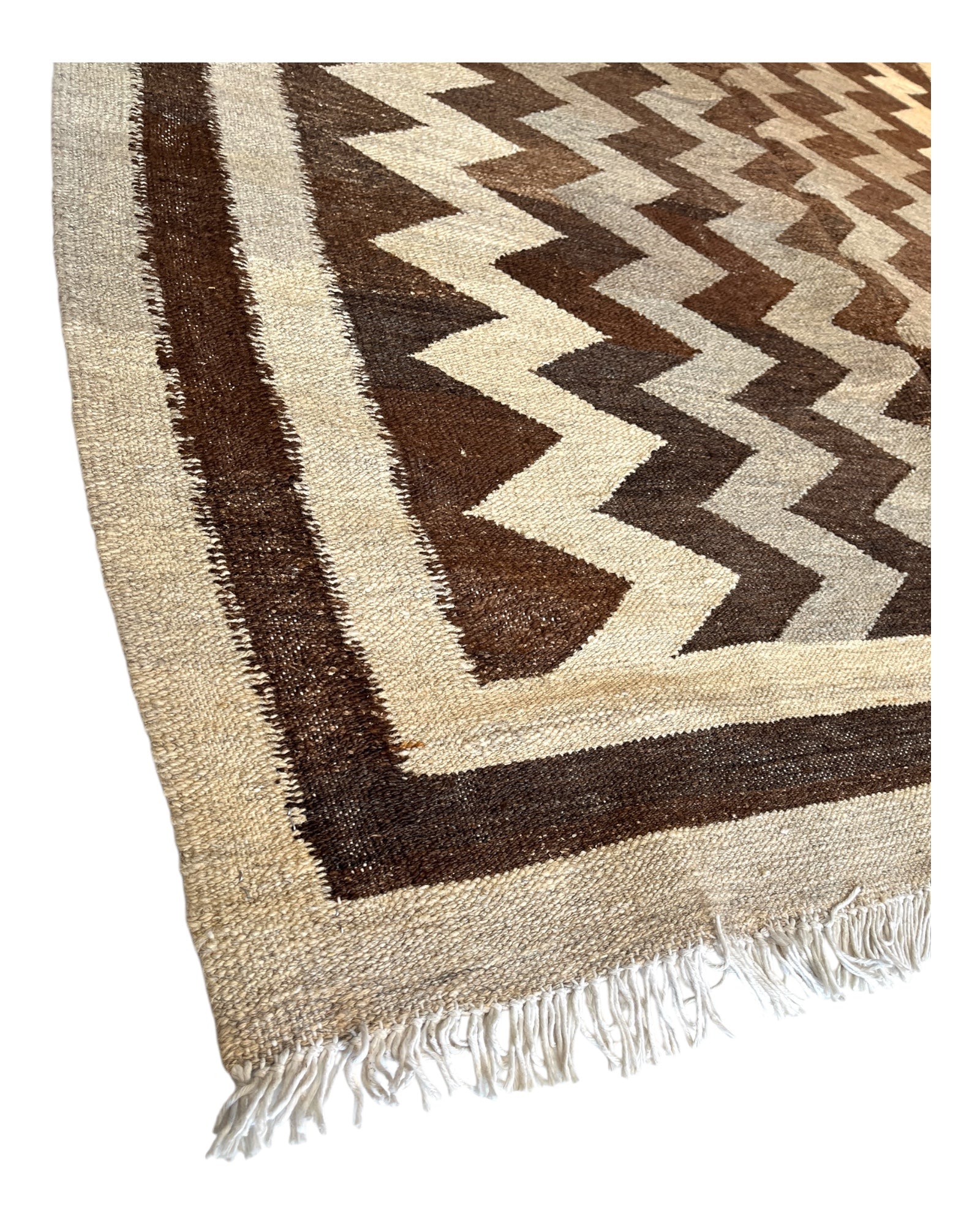 220cm x 150cm Brown & Oatmeal Basic Kilim