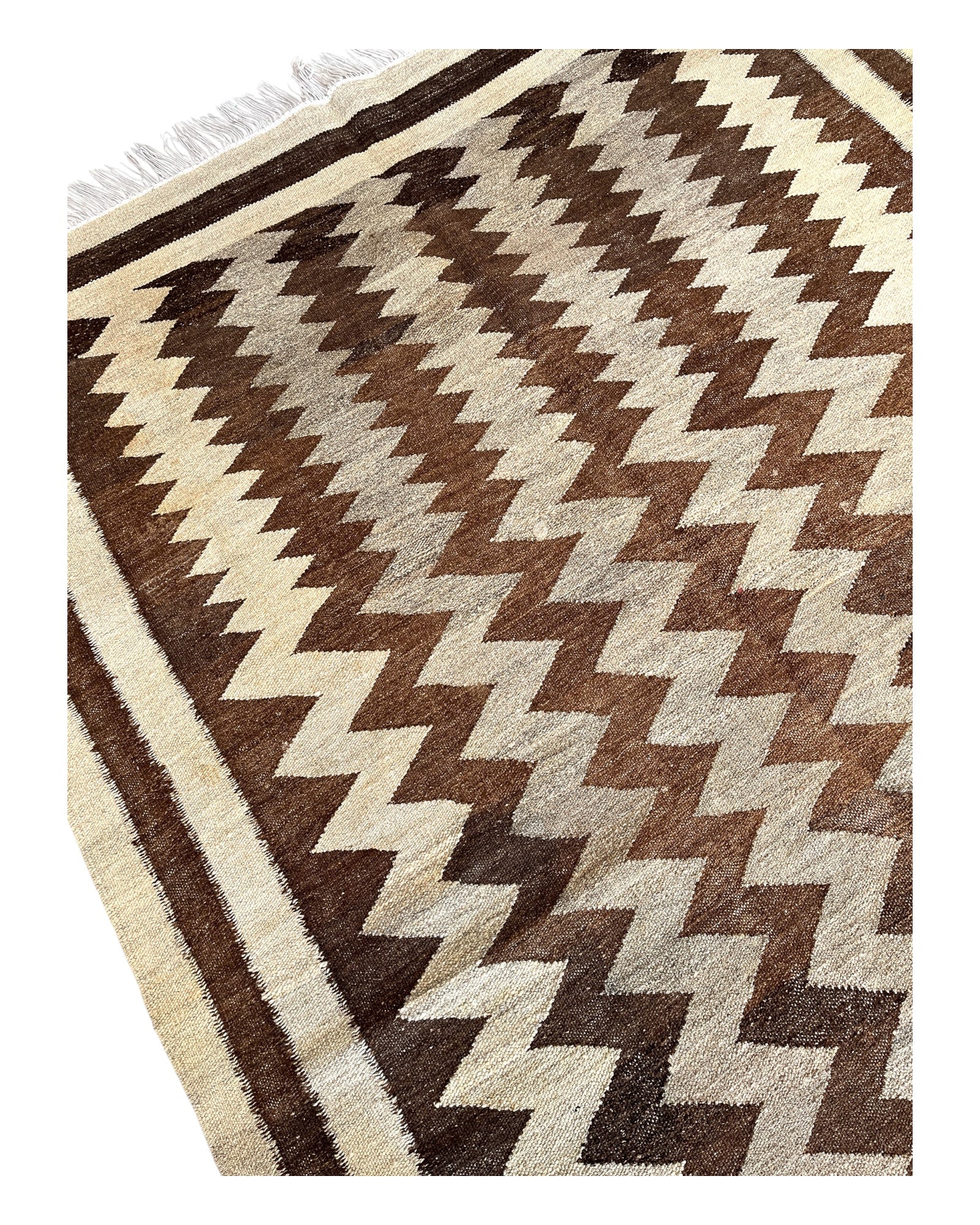 220cm x 150cm Brown & Oatmeal Basic Kilim