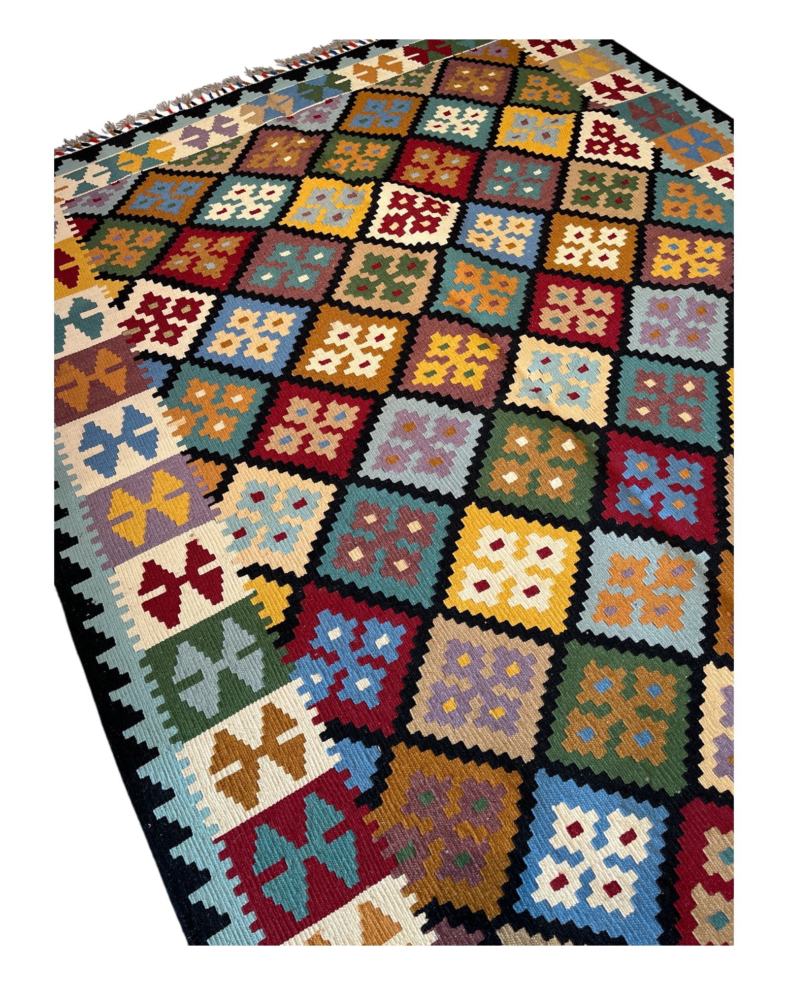215cm x 155cm Multi-coloured Maymana Kilim