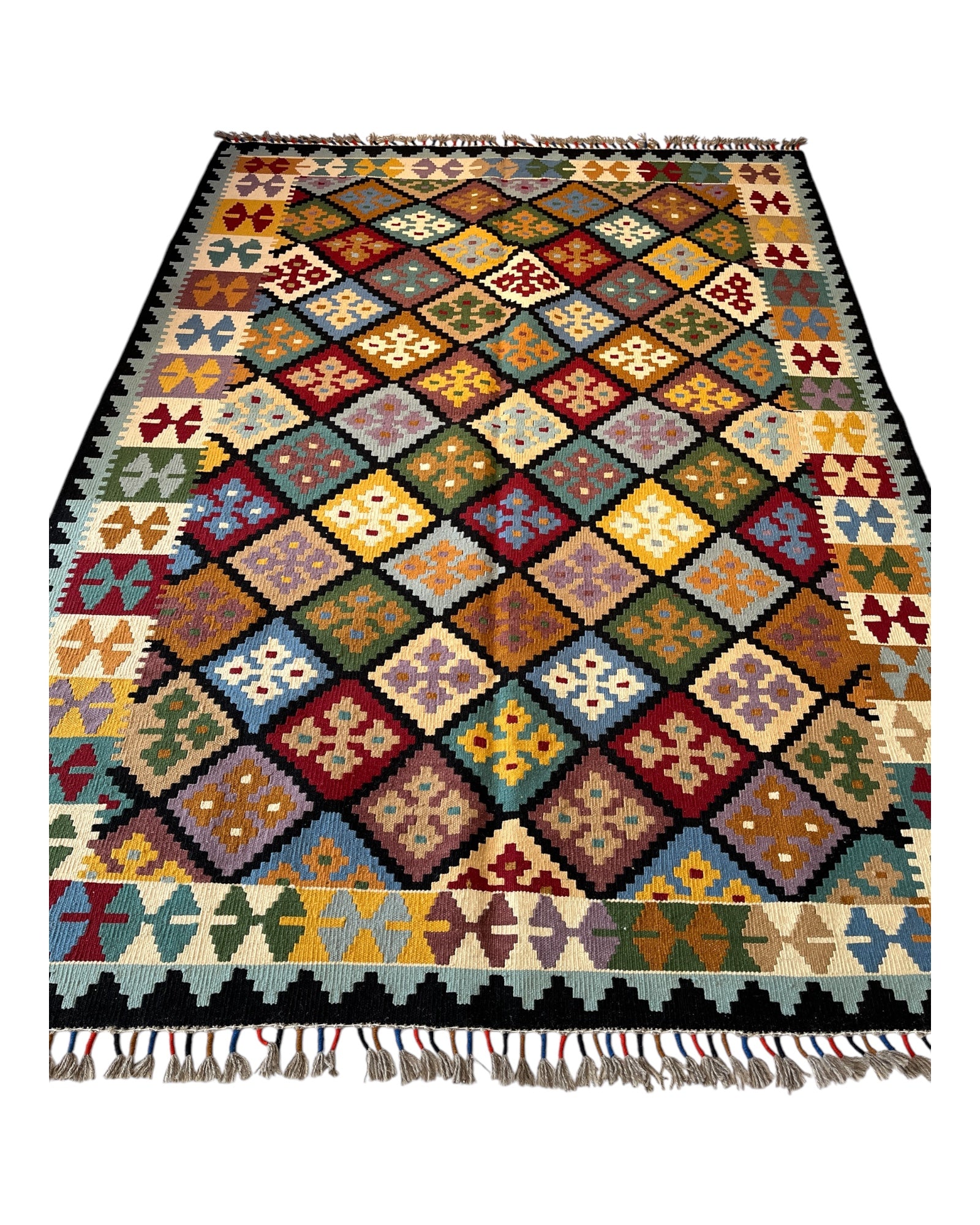 215cm x 155cm Multi-coloured Maymana Kilim