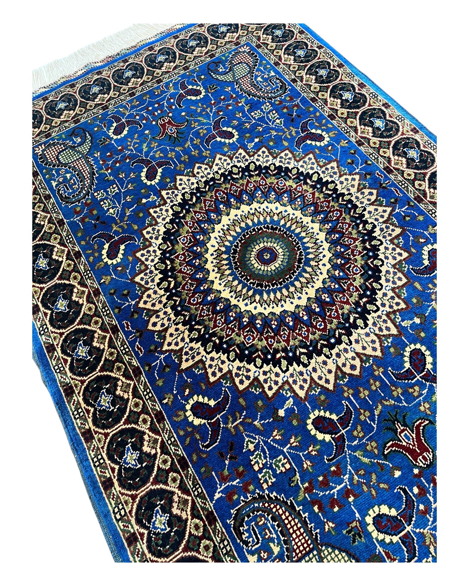 154cm x 100cm Blue & Gold Peacock Rug