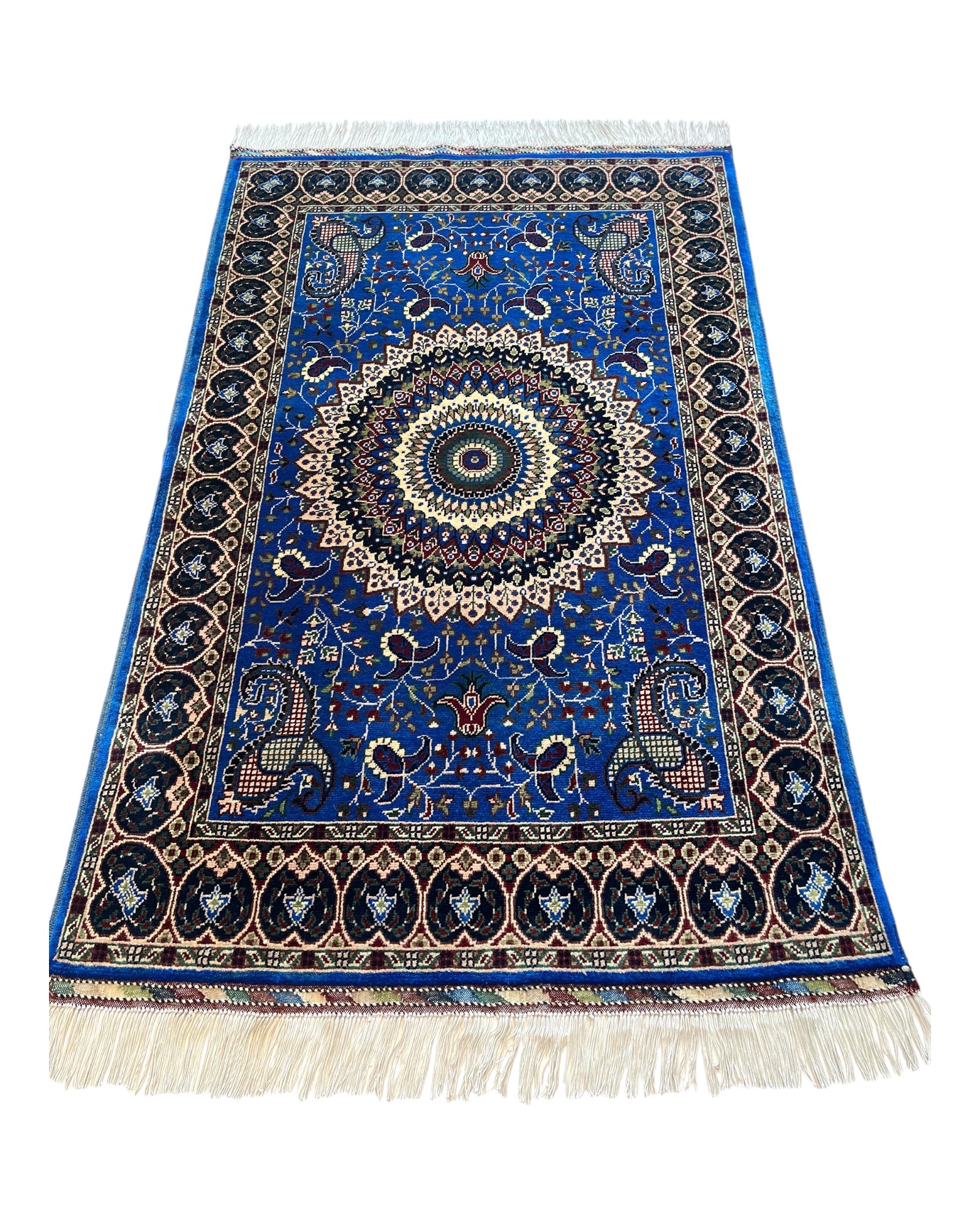 154cm x 100cm Blue & Gold Peacock Rug