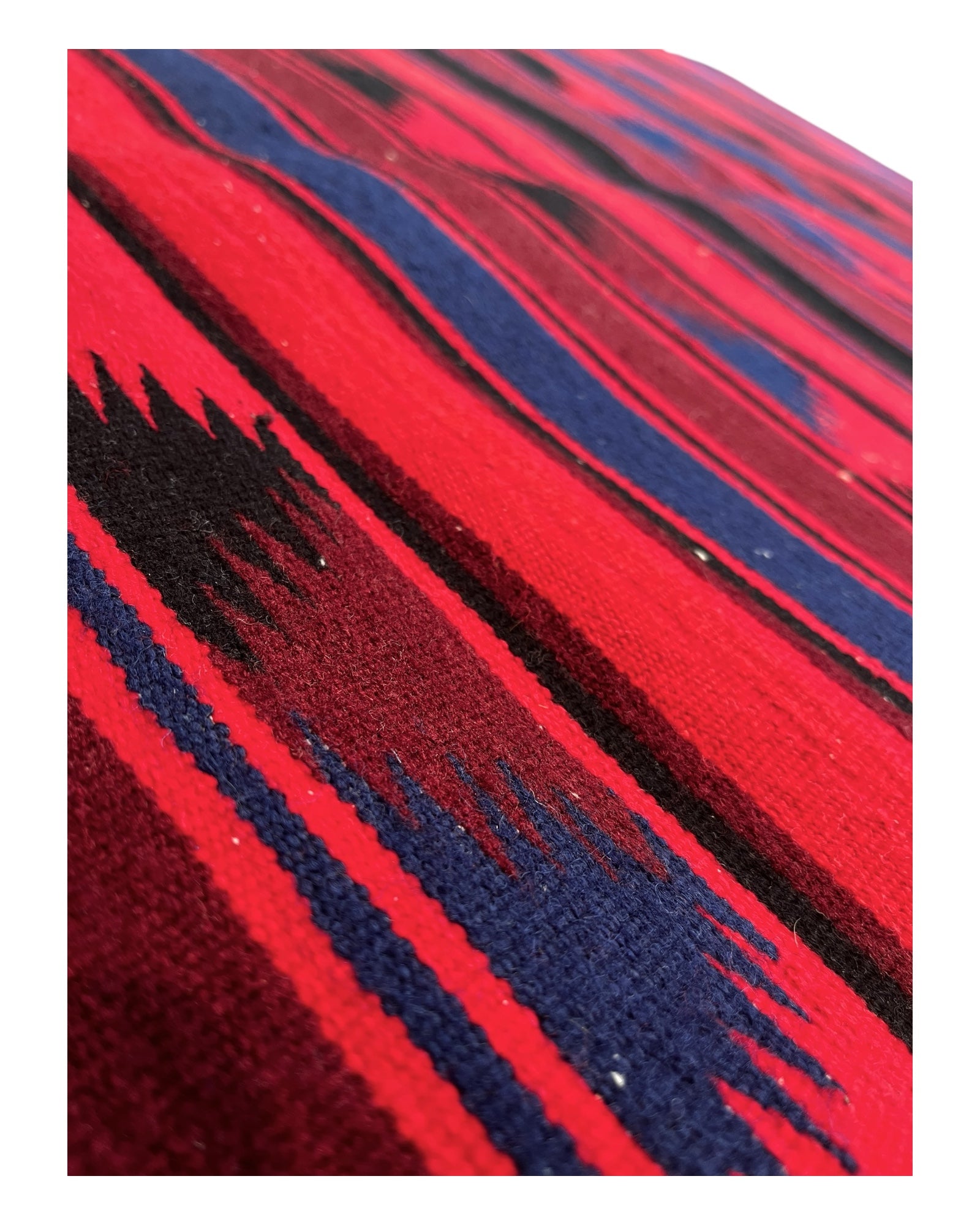 220cm x 74cm Red, Blue & Black Plain Kilim Runner