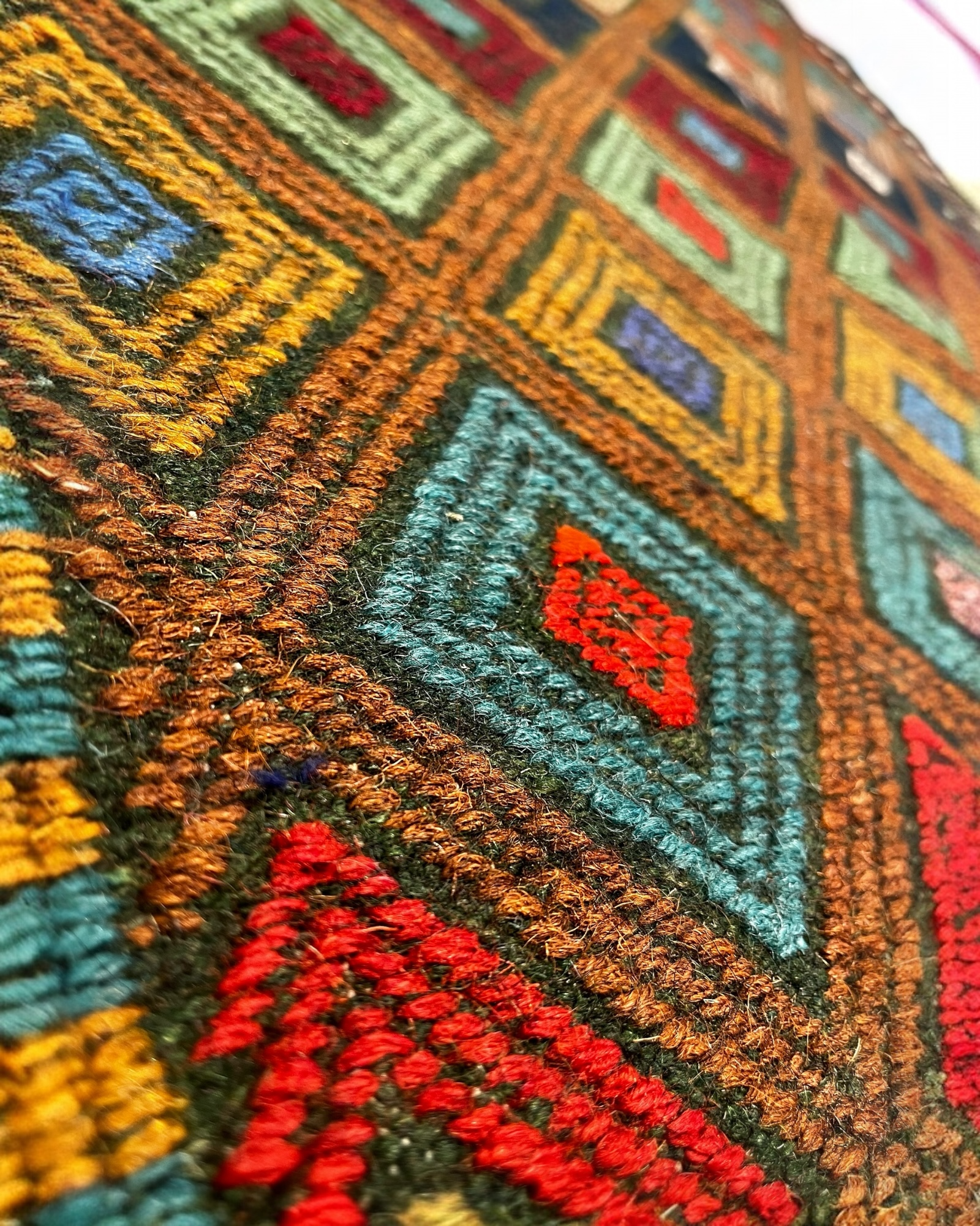 130cm x 85cm Green Turkoman Kilim