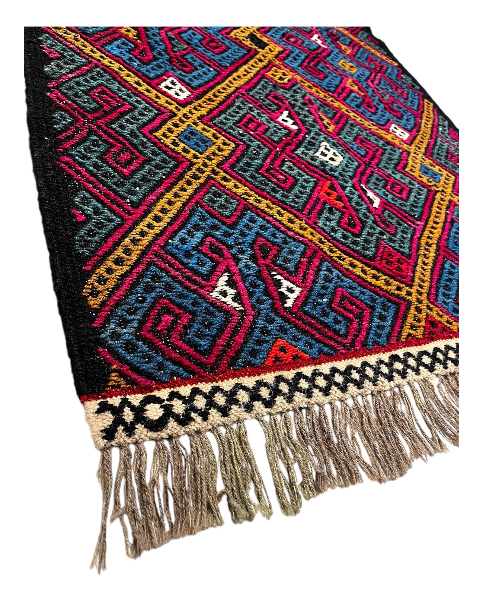 125cm x 88cm Green, Gold & Blue Turkoman Kilim