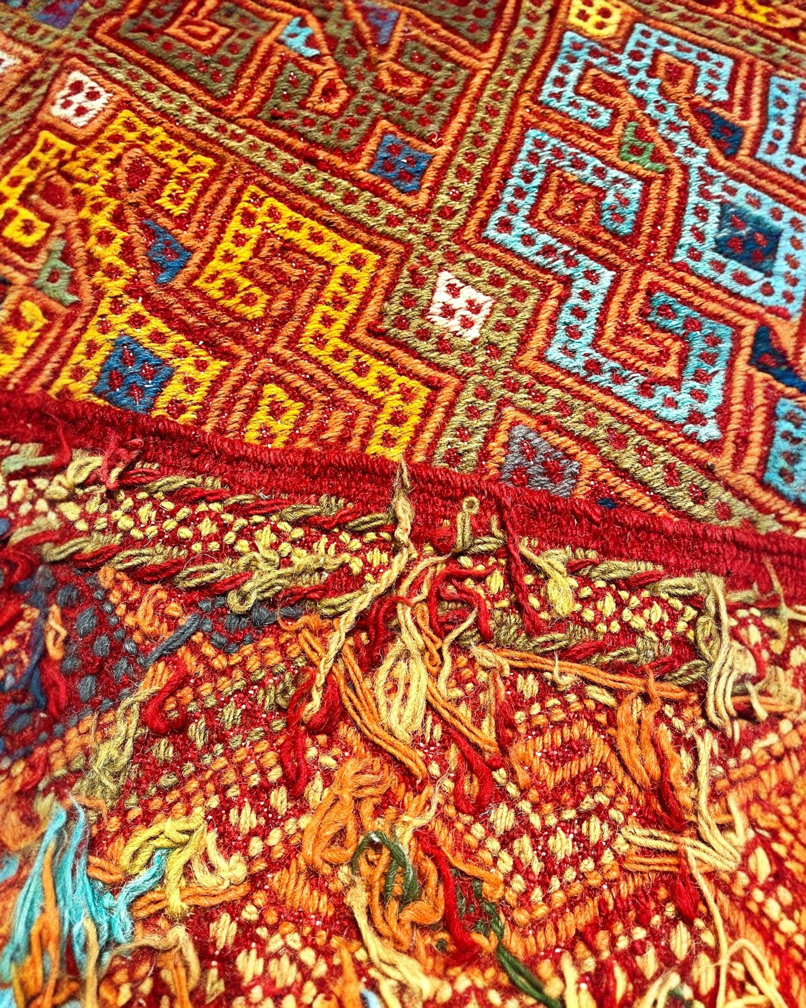 152cm x 103cm Orange & Pink Turkoman Kilim