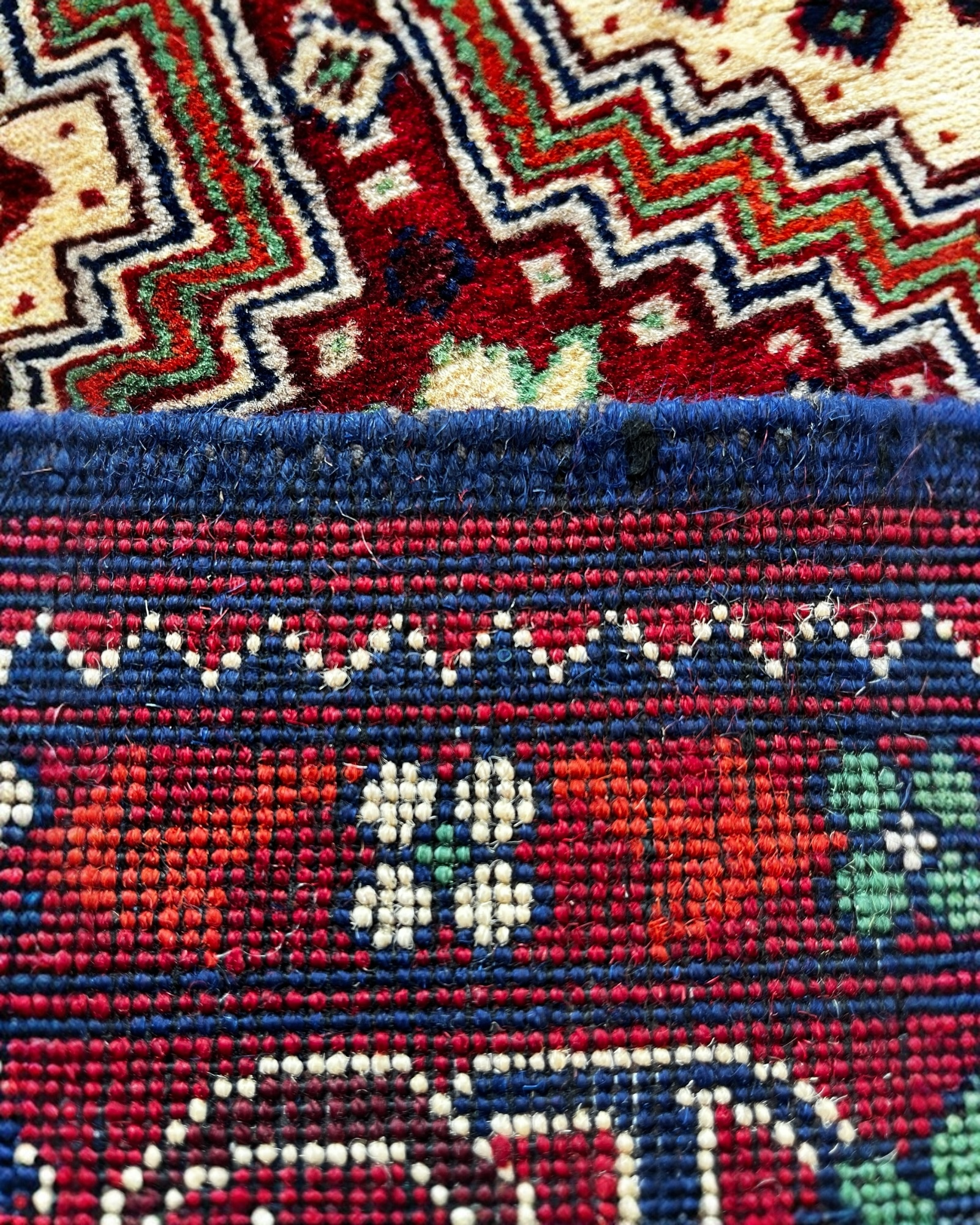120cm x 80cm Navy, Red & Cream Rug