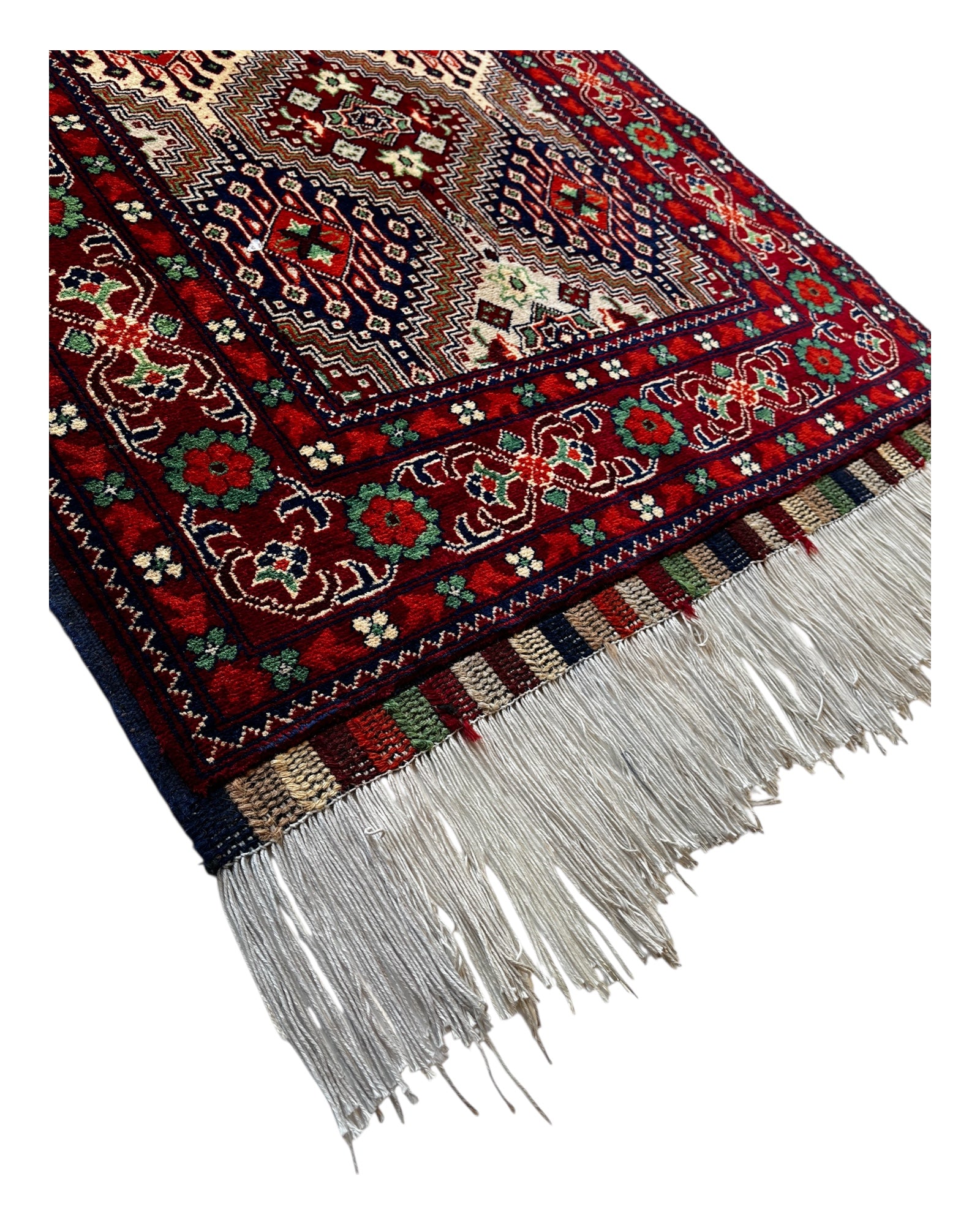 120cm x 80cm Navy, Red & Cream Rug