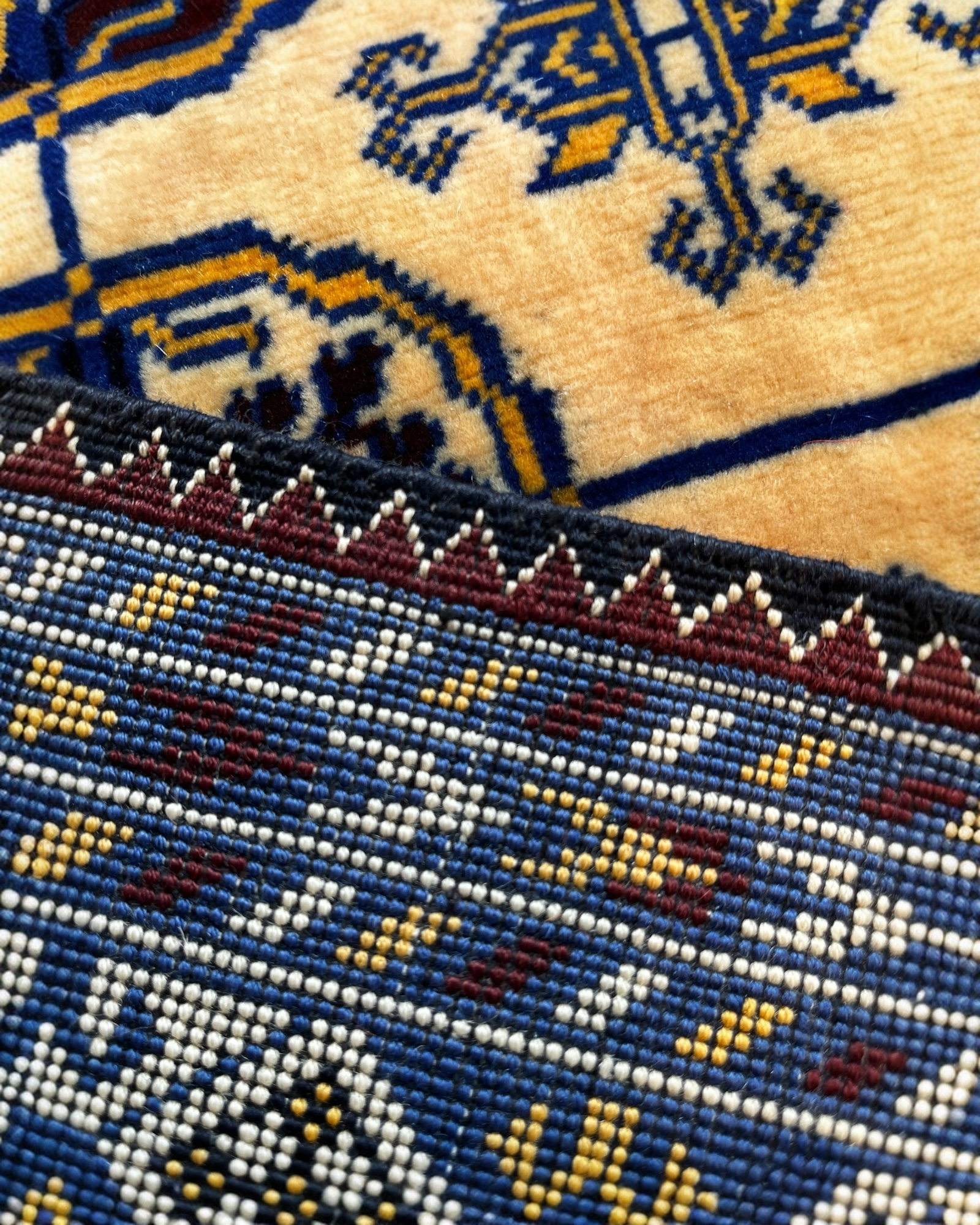 120cm x 80cm Blue & Gold Patnas Gul Rug