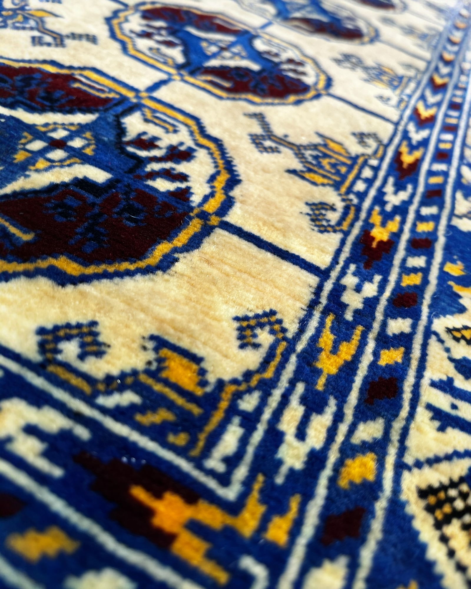 120cm x 80cm Blue & Gold Patnas Gul Rug