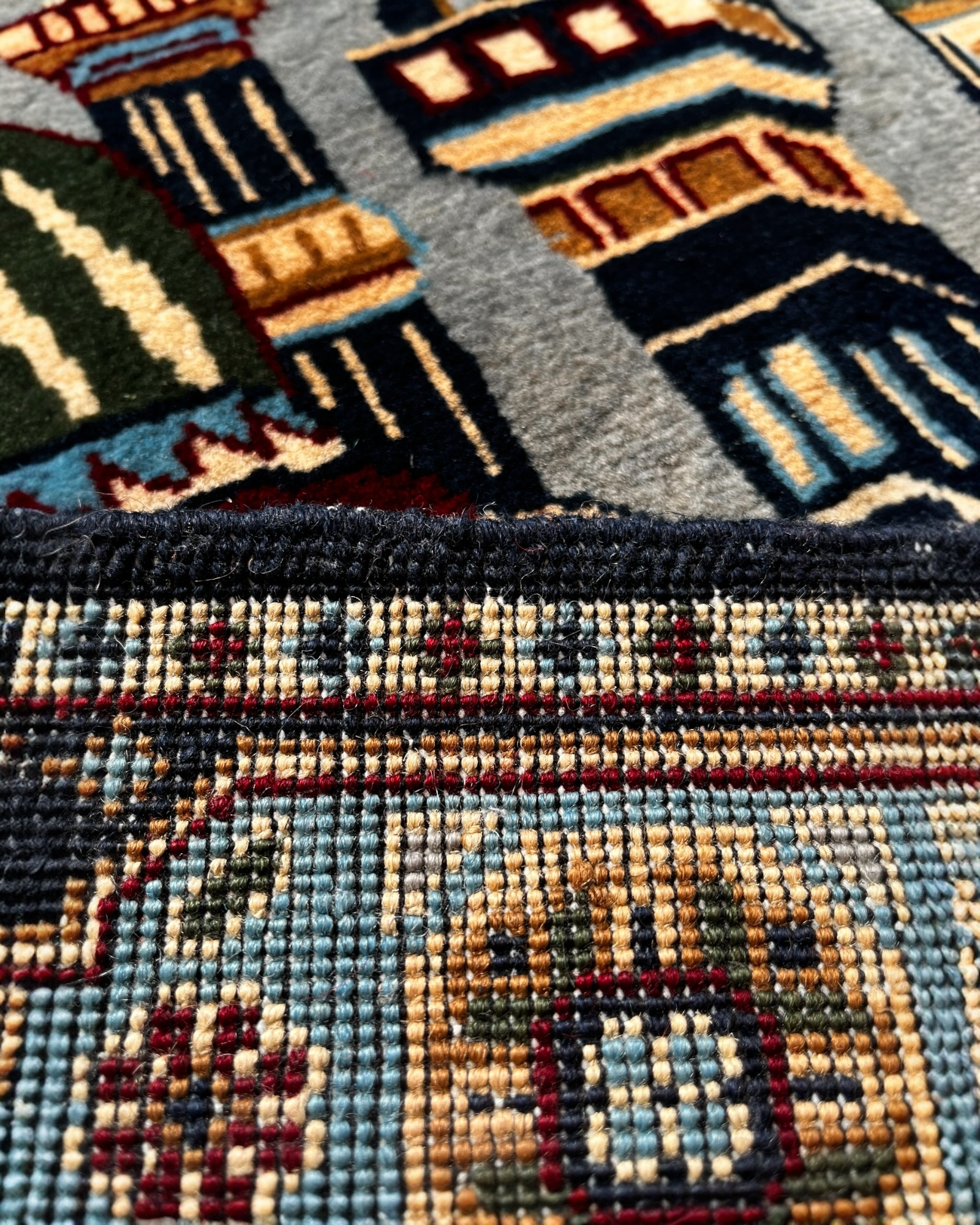 130cm x 85cm Grey & Turquoise Prayer Rug