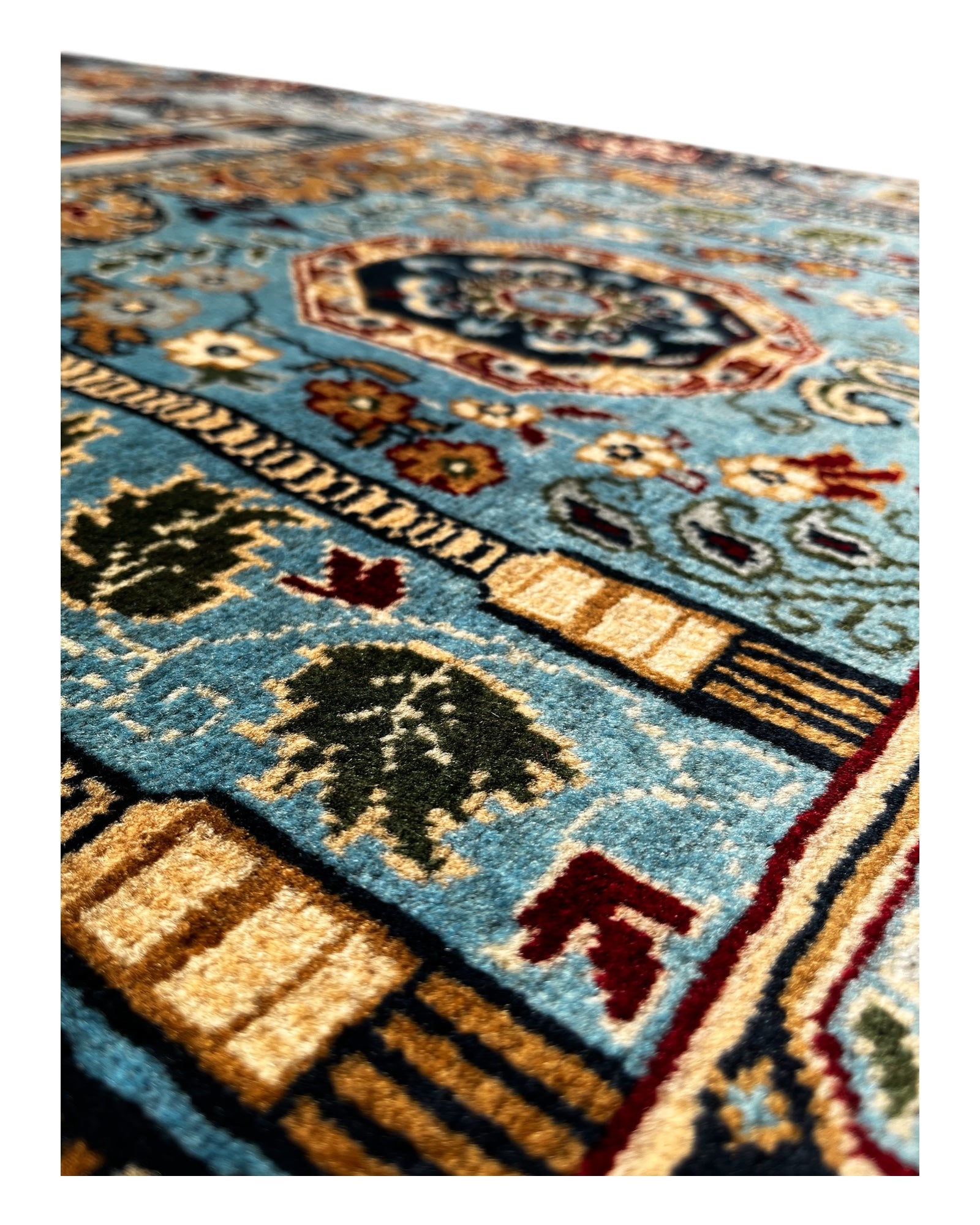 130cm x 85cm Grey & Turquoise Prayer Rug