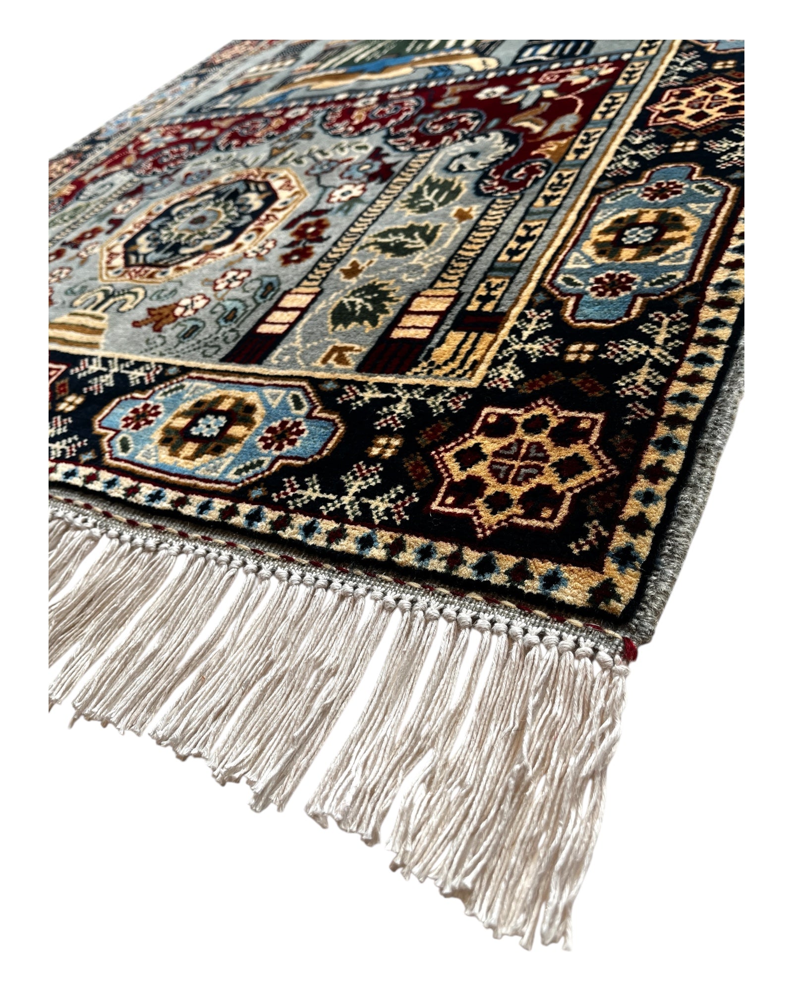 120cm x 85cm Grey & Burgundy Prayer Rug