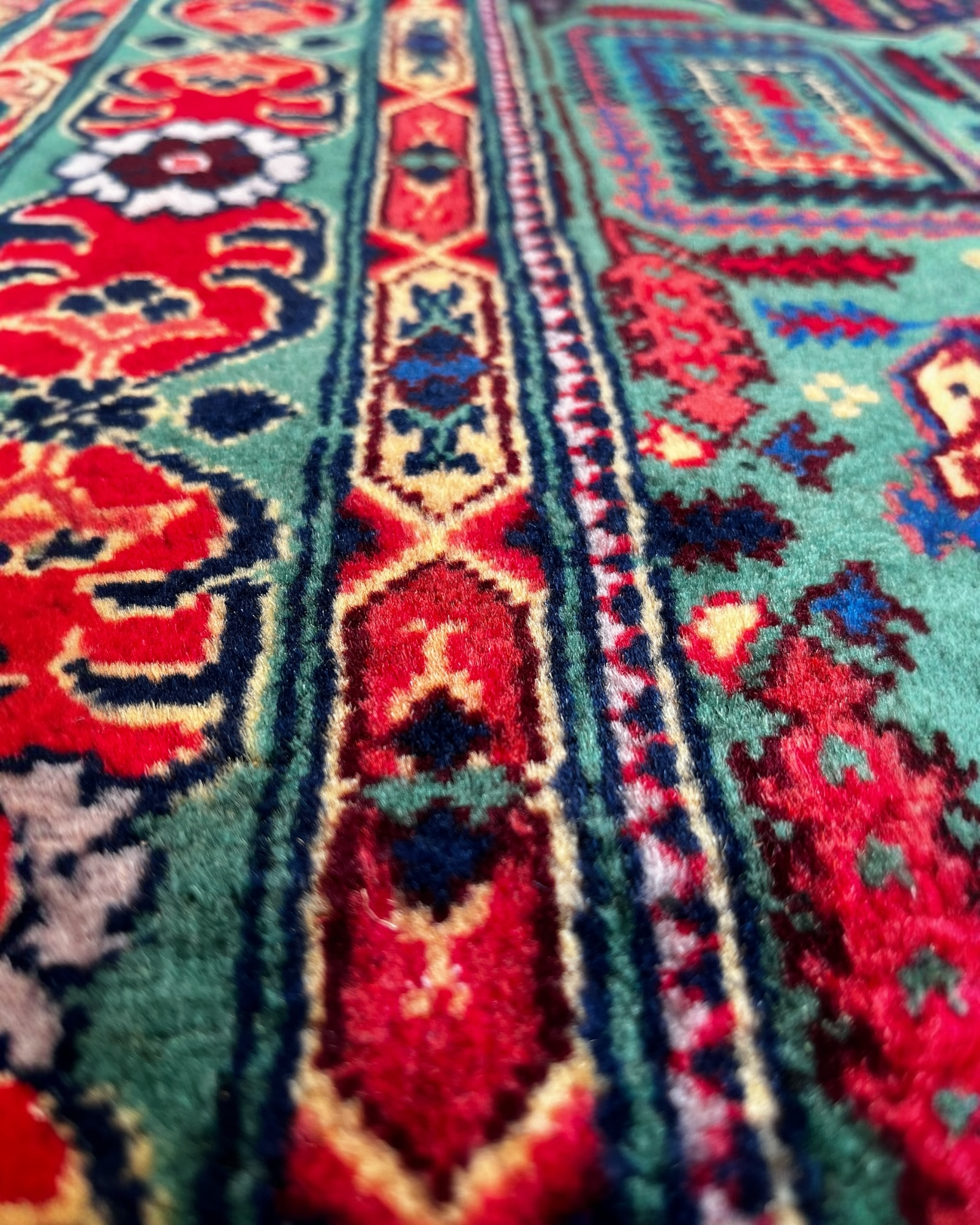 150cm x 100cm Green & Red Charshango Rug