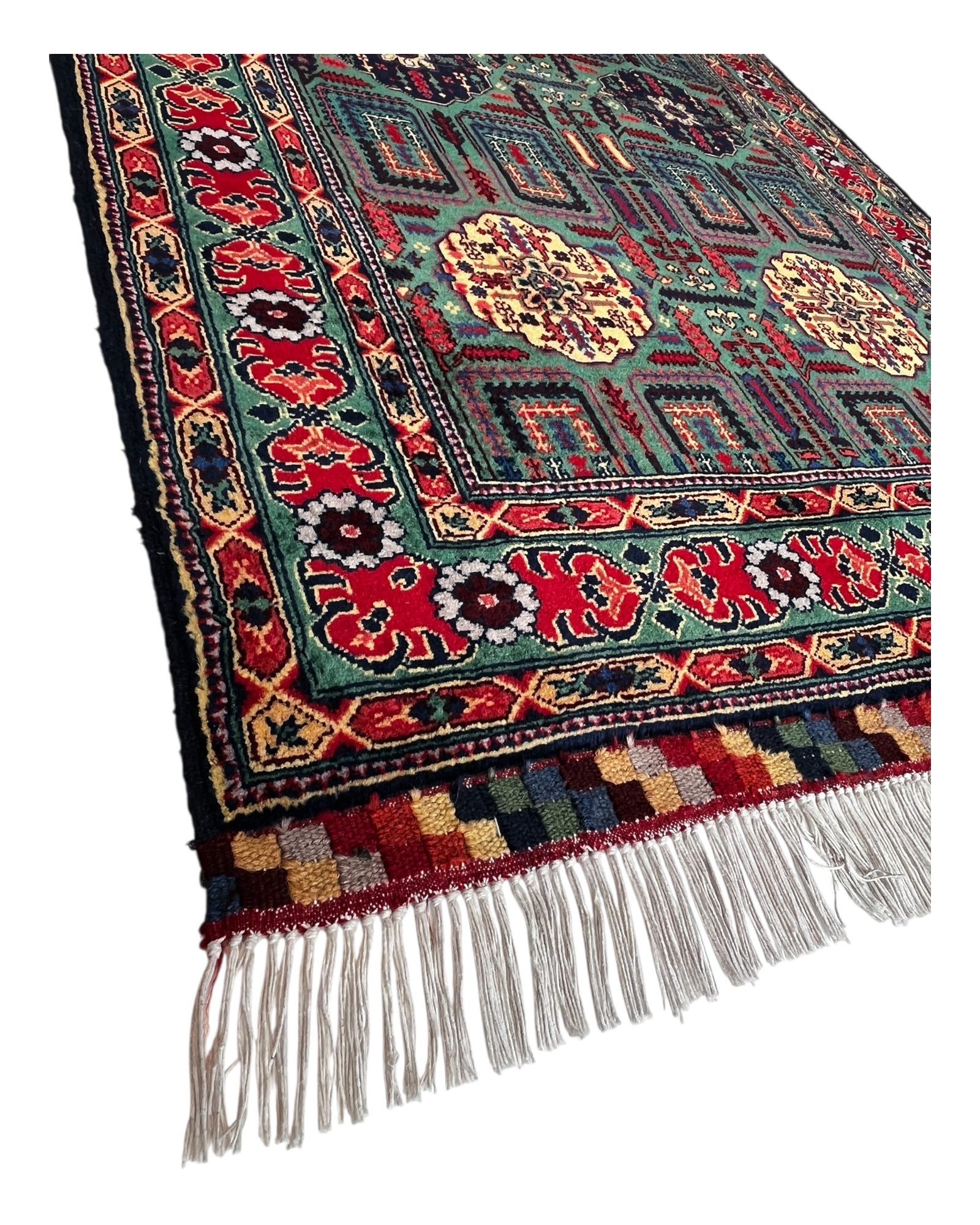 150cm x 100cm Green & Red Charshango Rug