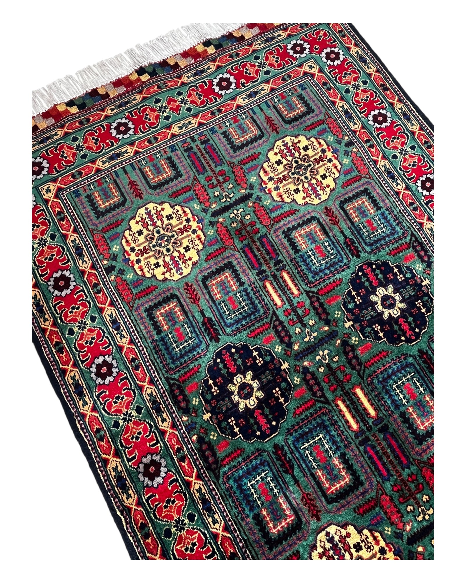 150cm x 100cm Green & Red Charshango Rug