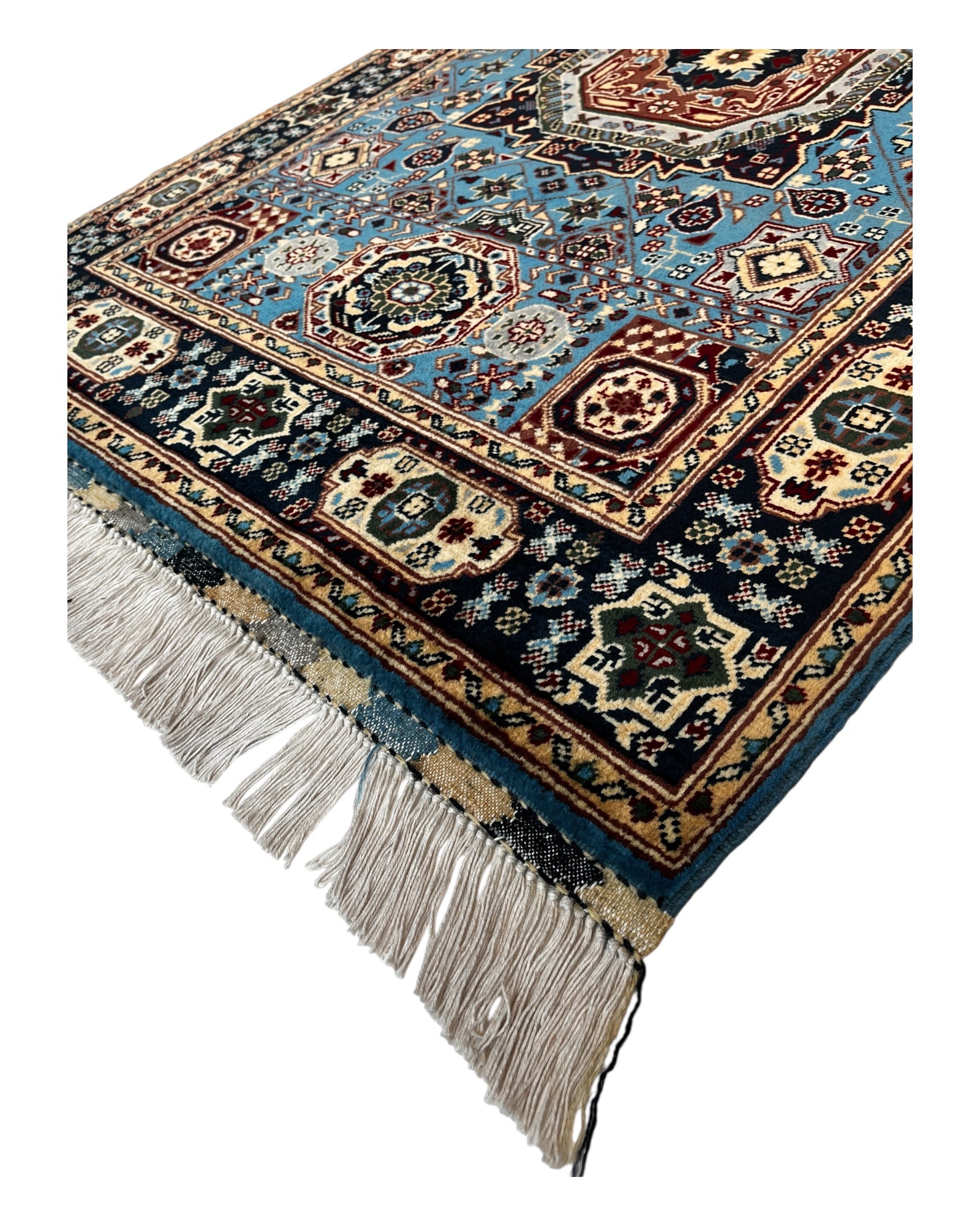 150cm x 104cm Blue Afghan Rug