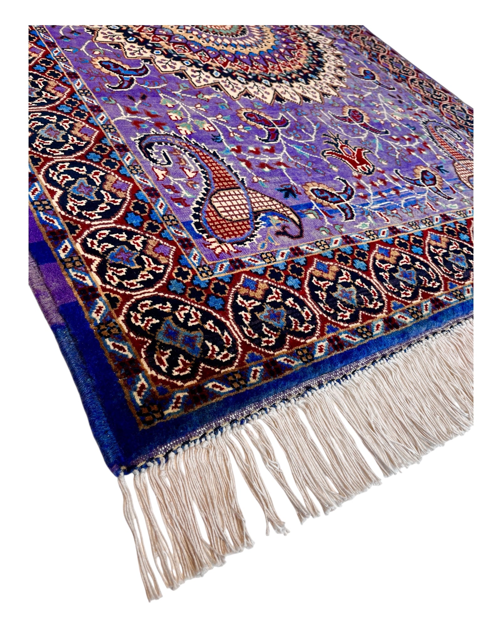 155cm x 102cm Purple & Cream Peacock Rug