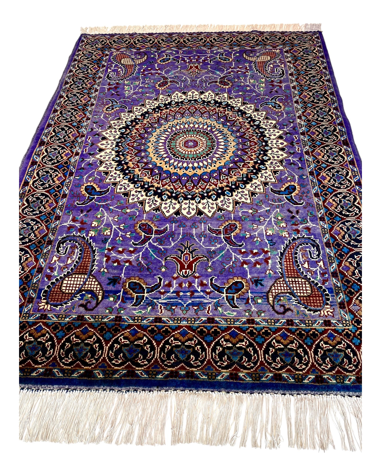 155cm x 102cm Purple & Cream Peacock Rug