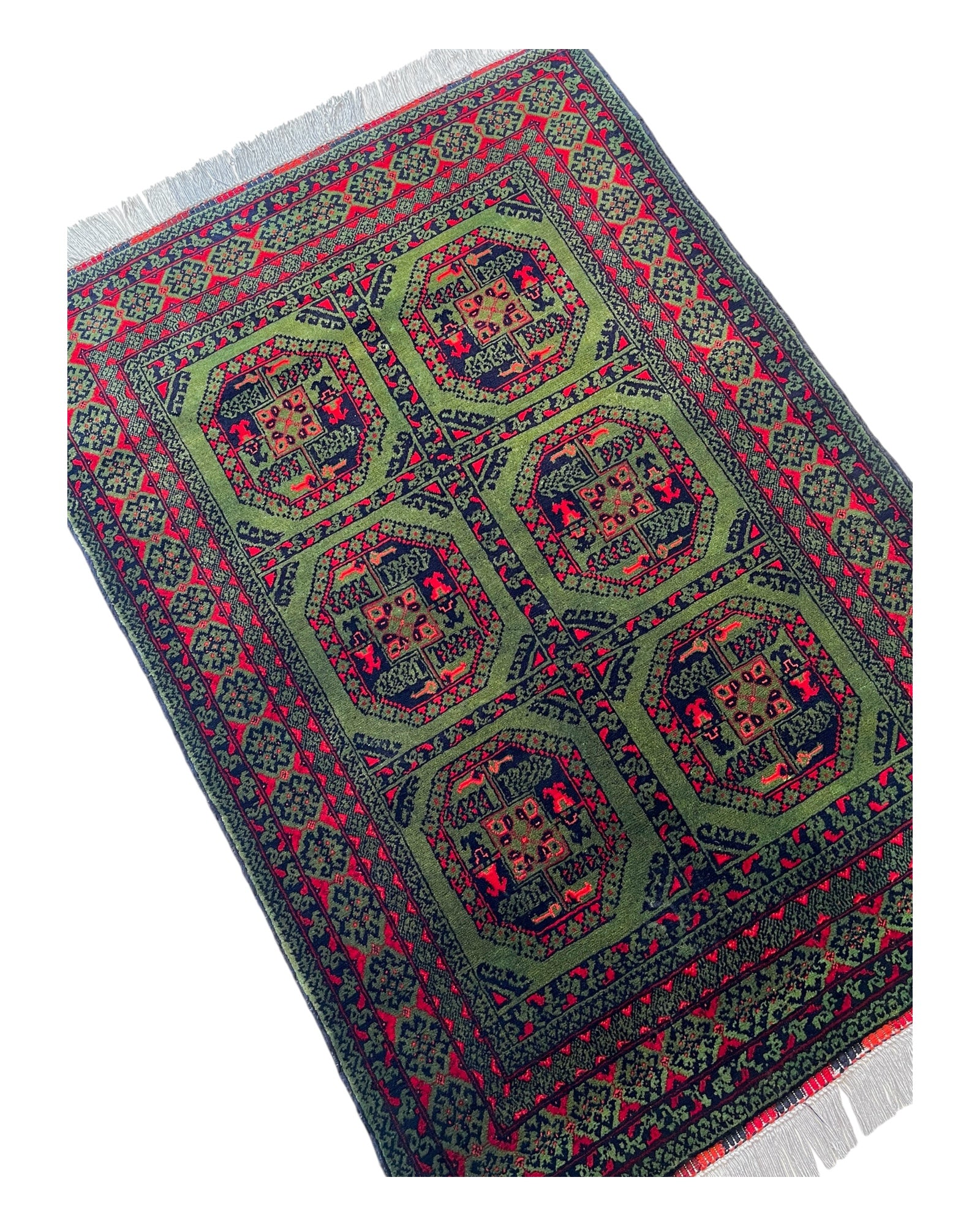 138cm x 100cm Green & Red Dali Rug