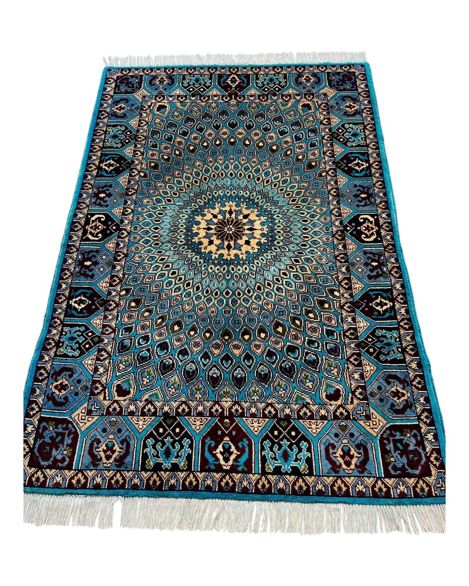 148cm x 100cm Blue & Turquoise Peacock Rug