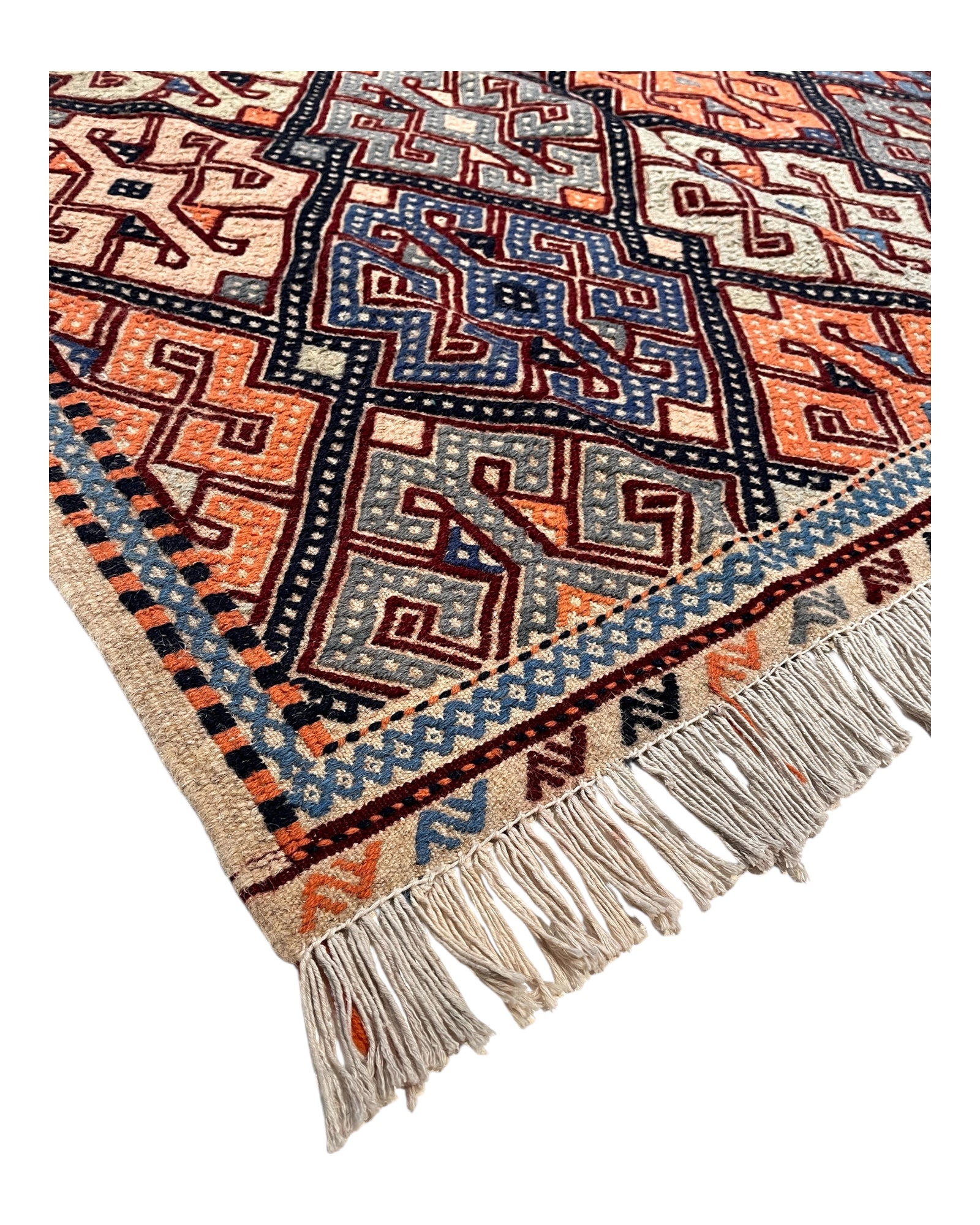 200cm x 148cm PInk & Blue Turkoman Kilim