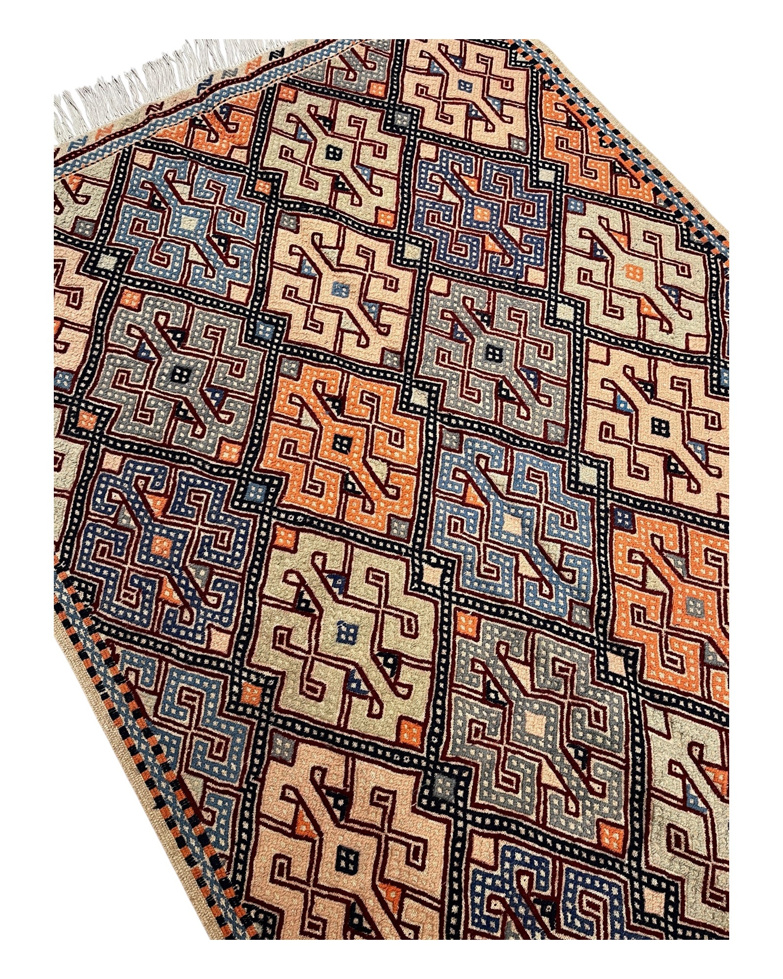 200cm x 148cm PInk & Blue Turkoman Kilim